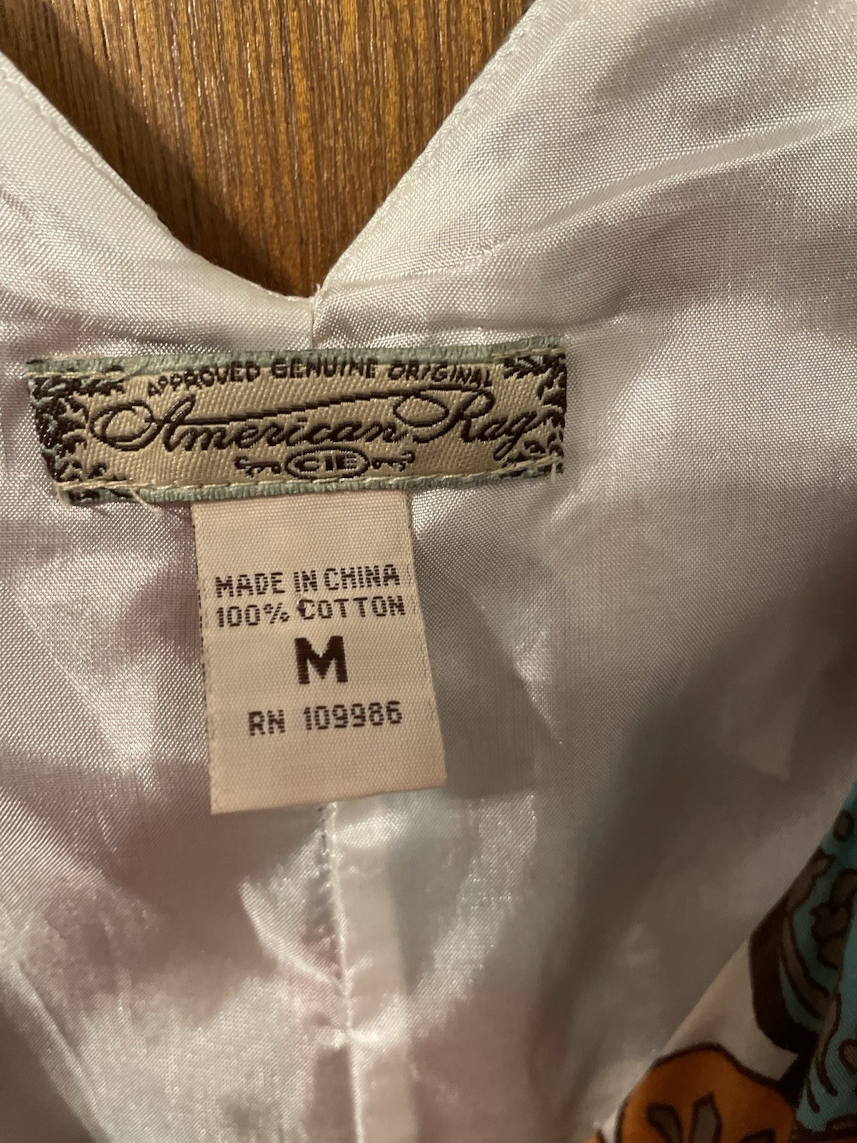 American Rag Dress Size M Lined Cotton Tie Back Empire Waist Comfy Flattering