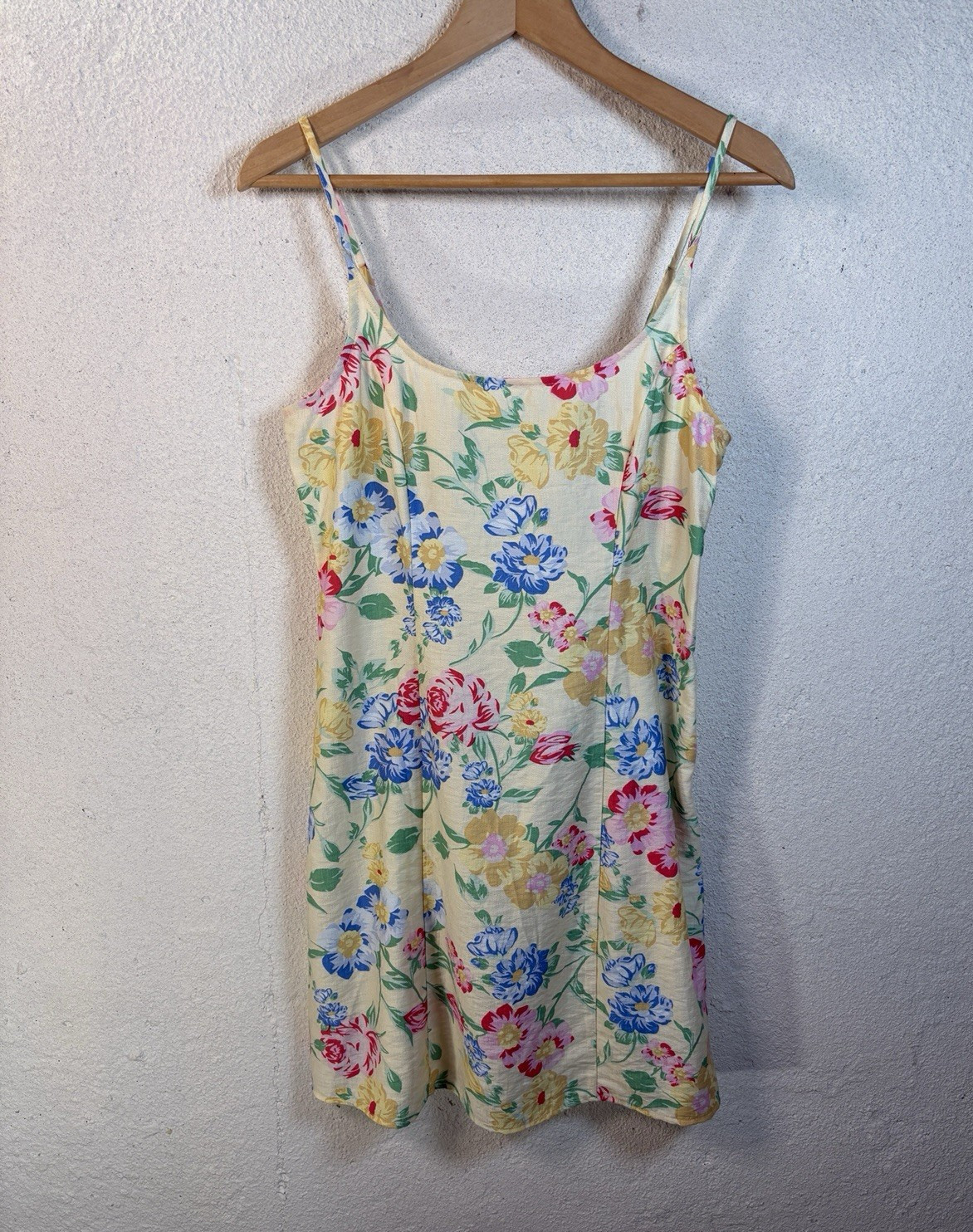New Day Strappy Sundress 4 Yellow Floral Smocking Mini Cottagecore Coquette NWT