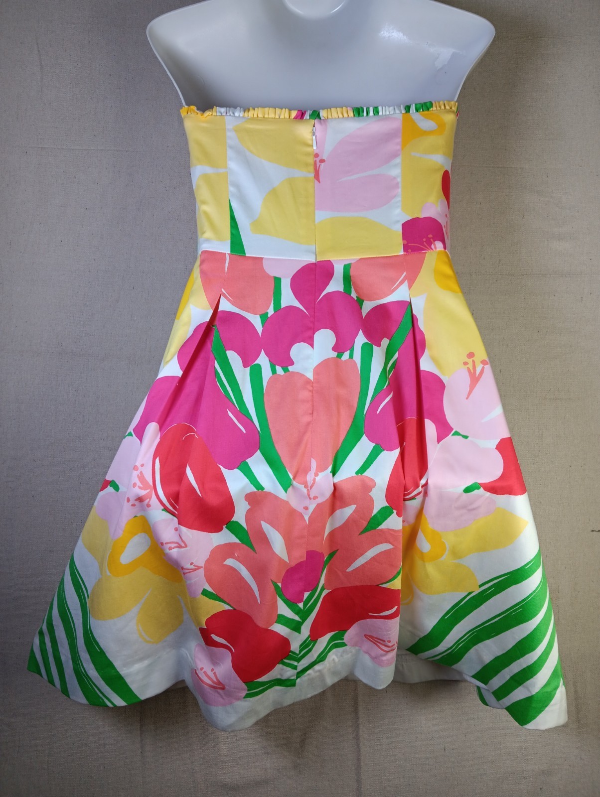 Lilly Pulitzer Lavish Lilly’s Strapless Dress Size 6 “Blossom” White Pink Yellow