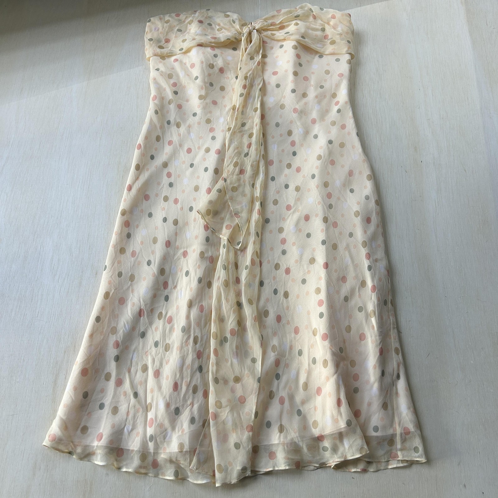 Laundry By Shelli Segal Dress Womens 12 Polka Dot Strapless Silk A Line Midi