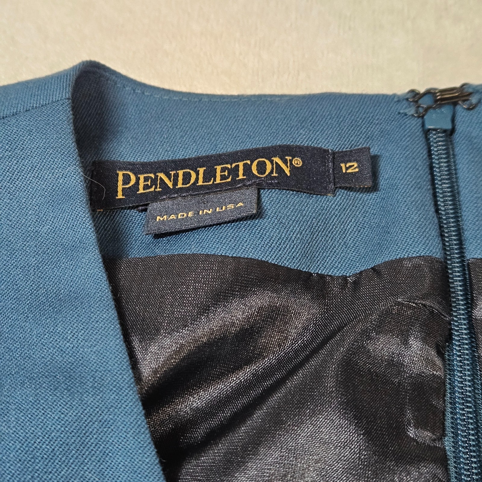 NWT Pendleton 100% Virgin Wool Sleeveless Wrap Dress Size 12 Steel Blue USA