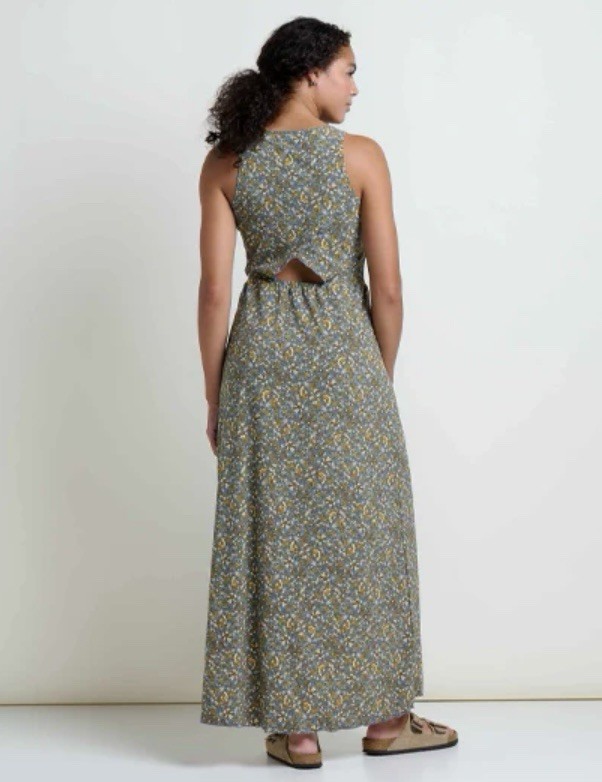 Toad & Co Sunkissed Faux Wrap Maxi Dress XS North Shore Vine Cutout Hi Low Boho