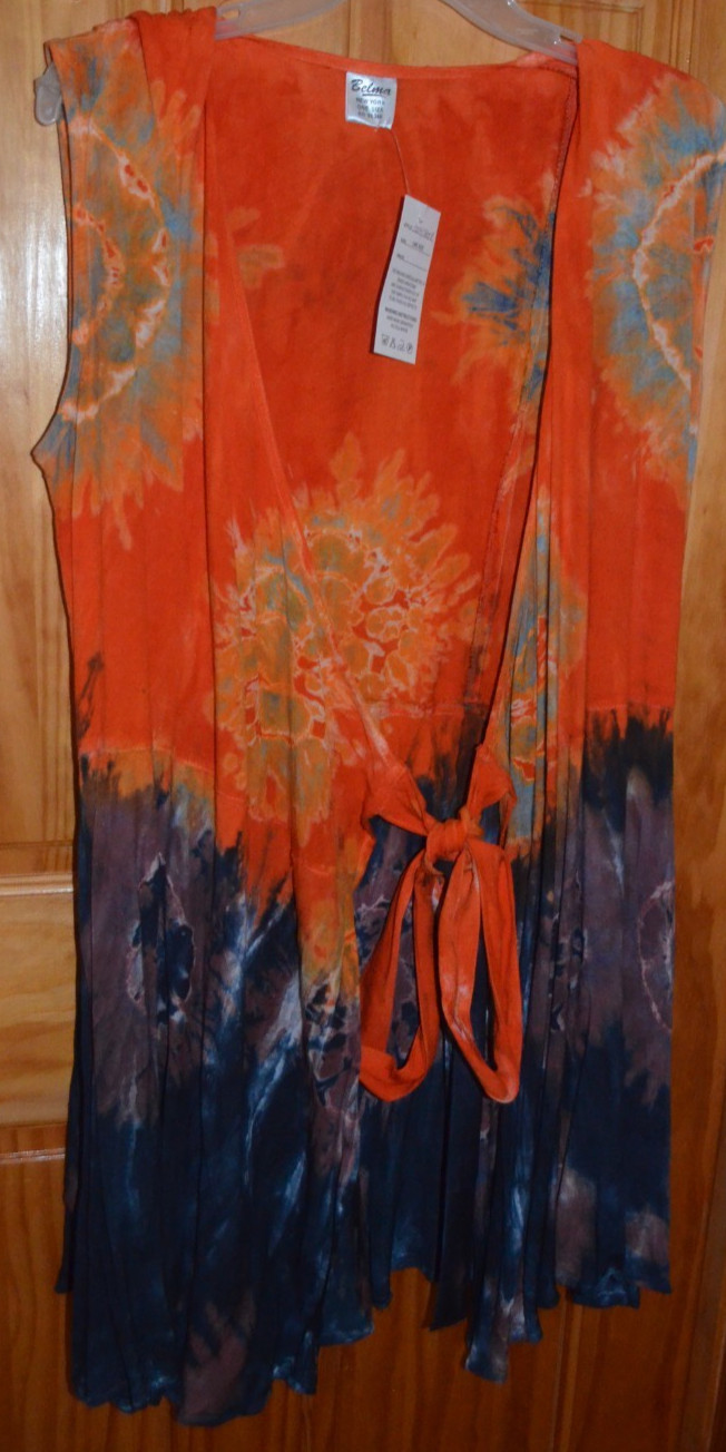 NWT Belma Wrap Sundress Beach Cover Up Dress Multicolor Tie Dye Viscose One Size