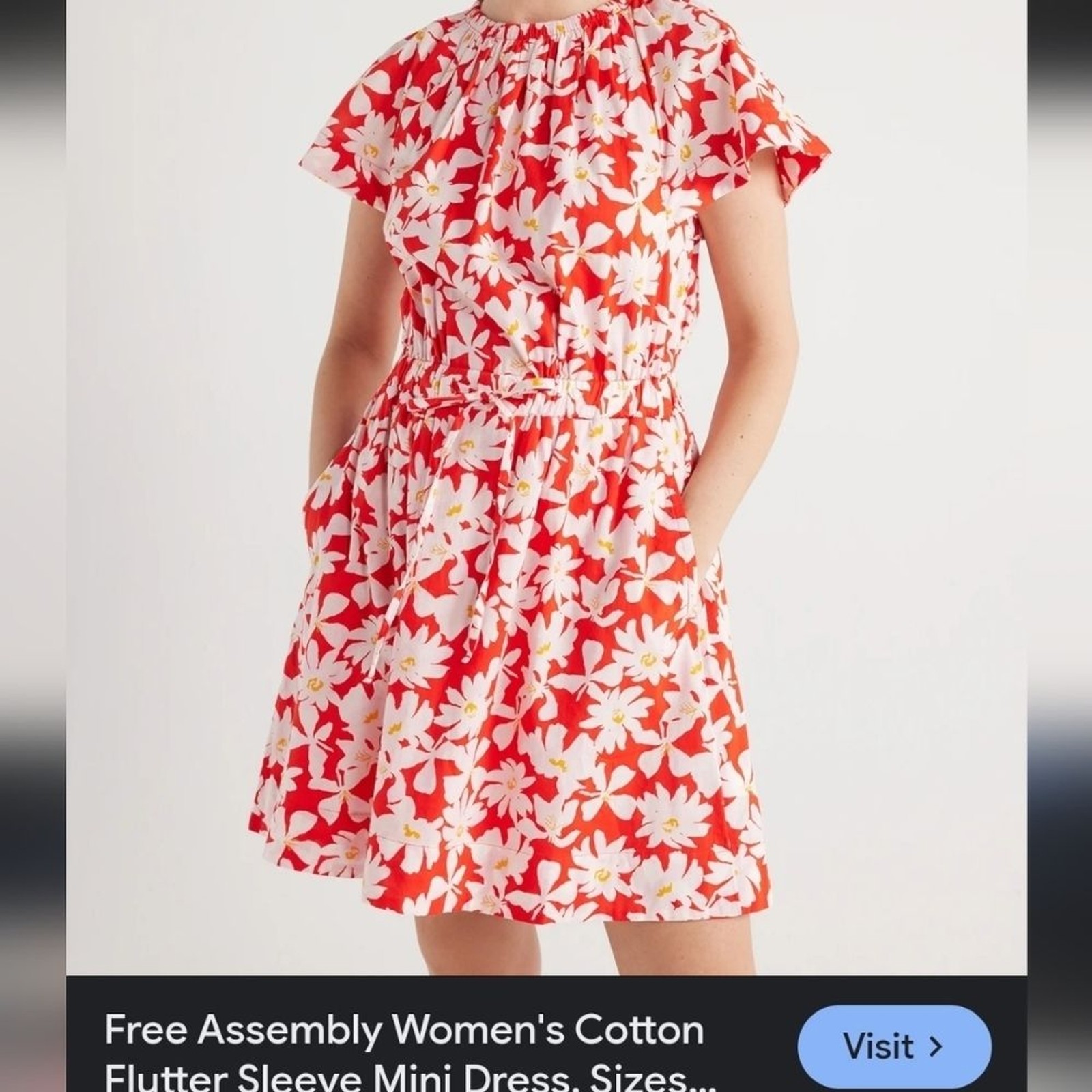 NWT’s Free Assembly Flutter Sleeve Mini Dress w Pockets Size S