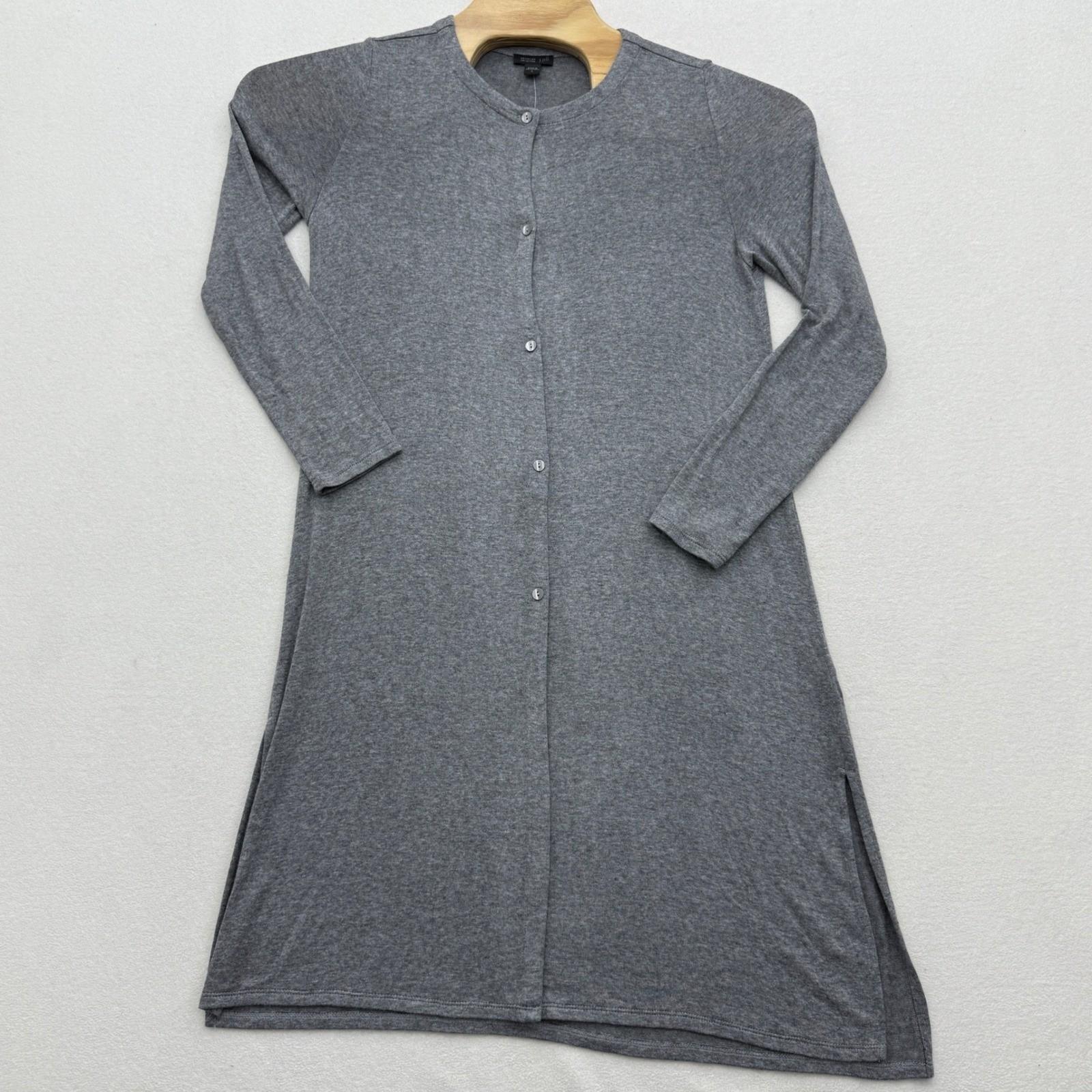 J.Jill Wearever Collection Size S Small Gray Button Front Long Sleeve Dress