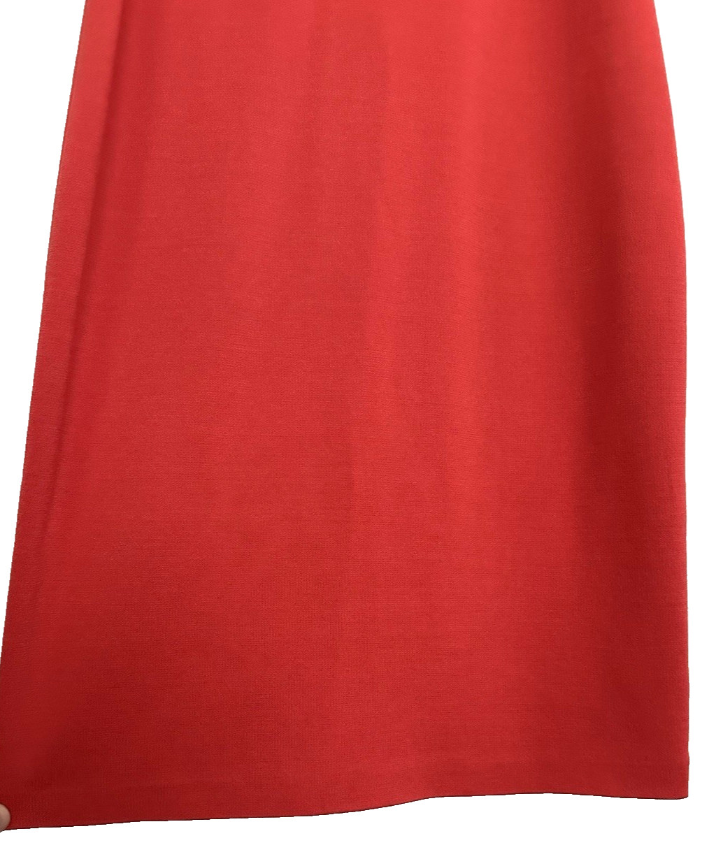 St John Boutique Midi Shift Dress Sz 8 Red Sleeveless Square Neck Wool Blend