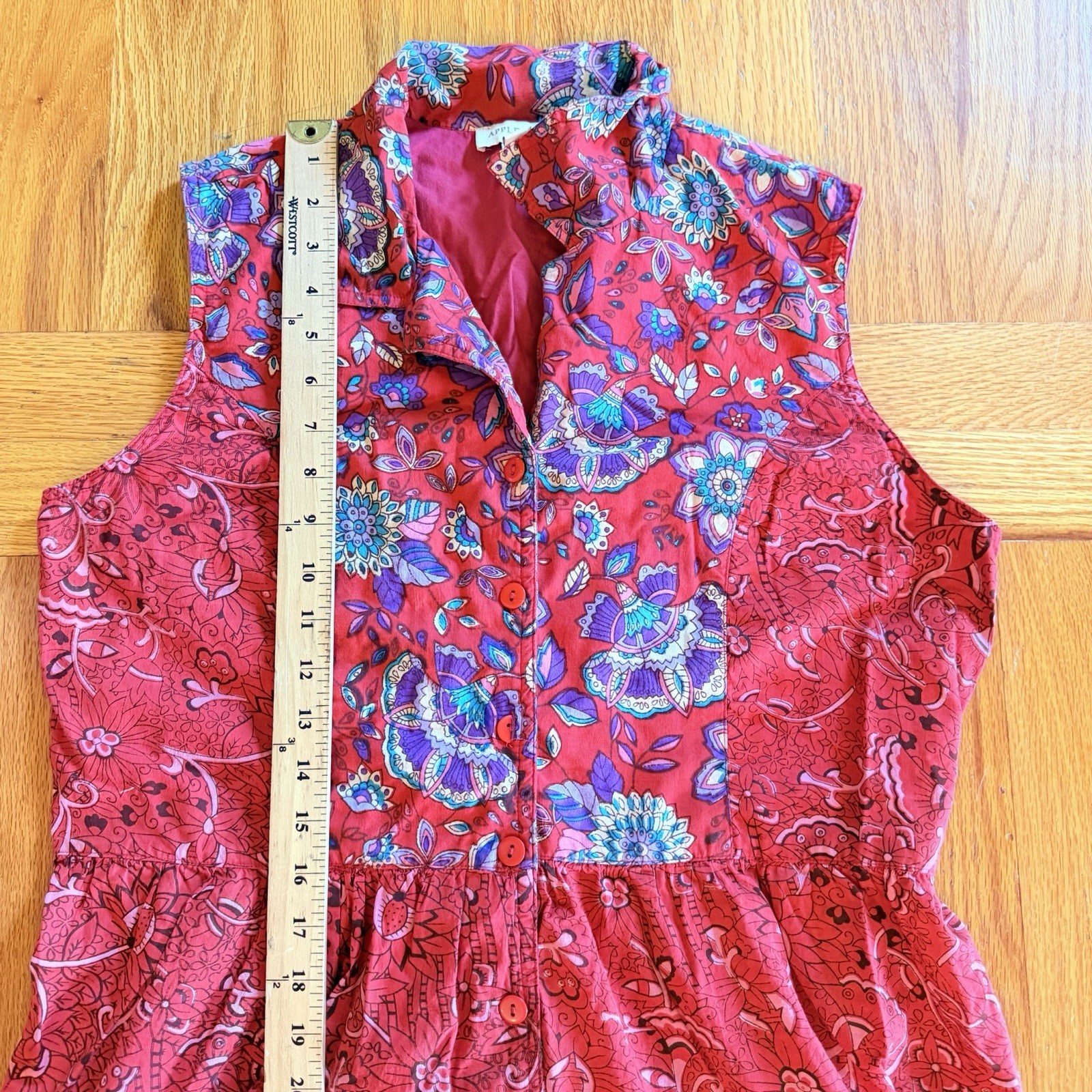 90s Red Floral Paisley Button Front Maxi Dress PL Peasant Boho Western Whimsy