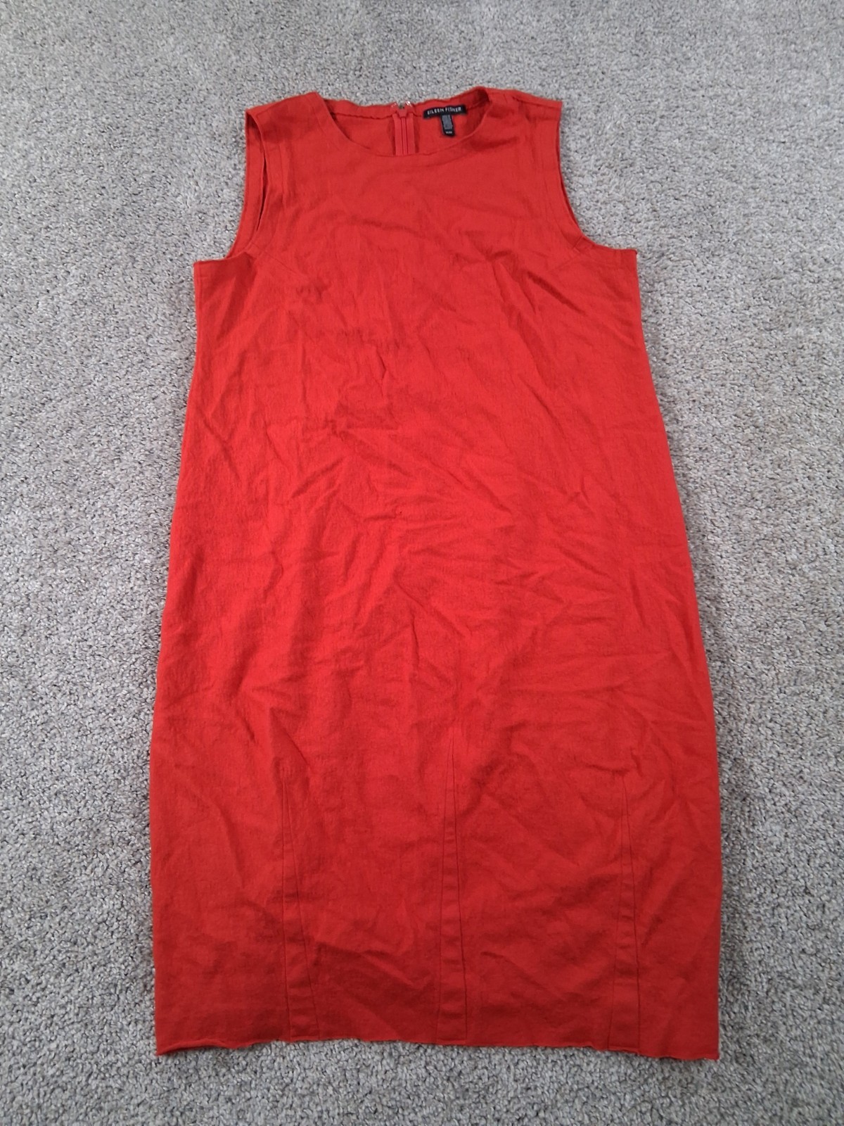 Eileen Fisher Medium Womens Dress Red Sleeveless Shift Zip 100% Wool