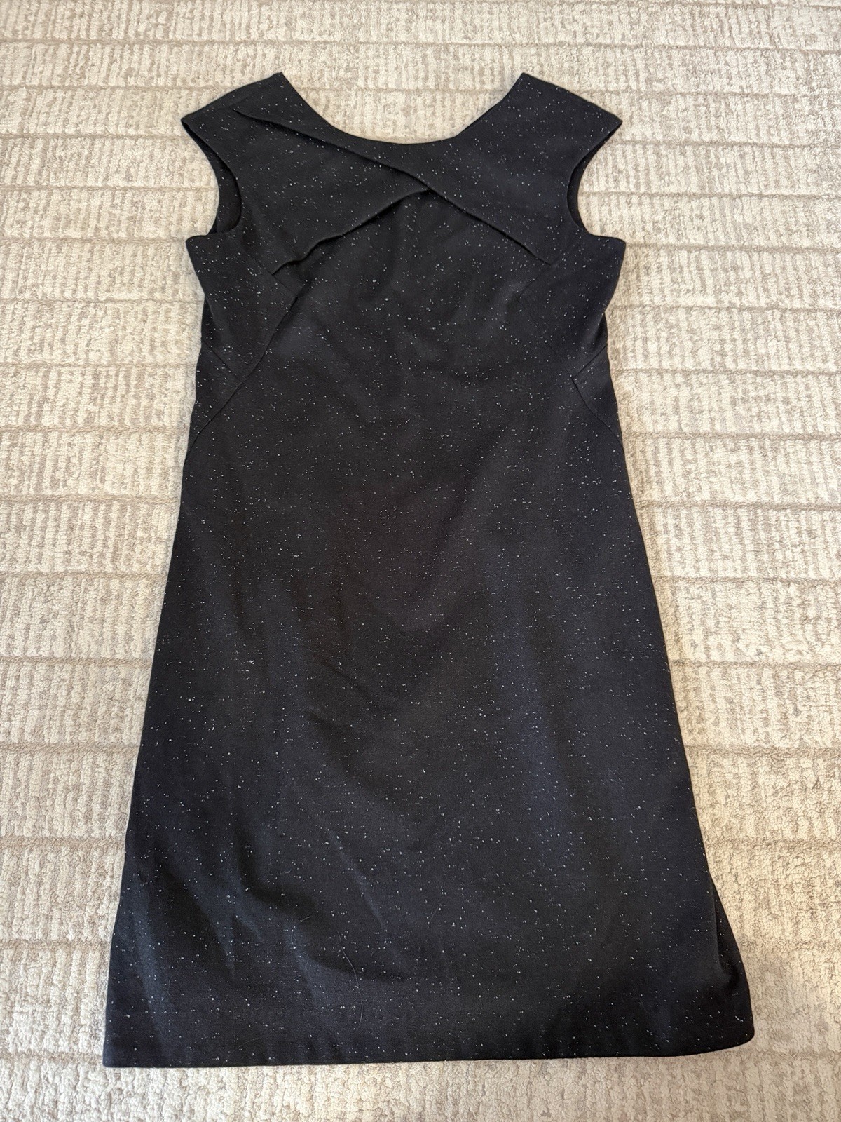 Helmut Lang Wool Blend Dress Cris Cross Front Black With White Speckles Size 4