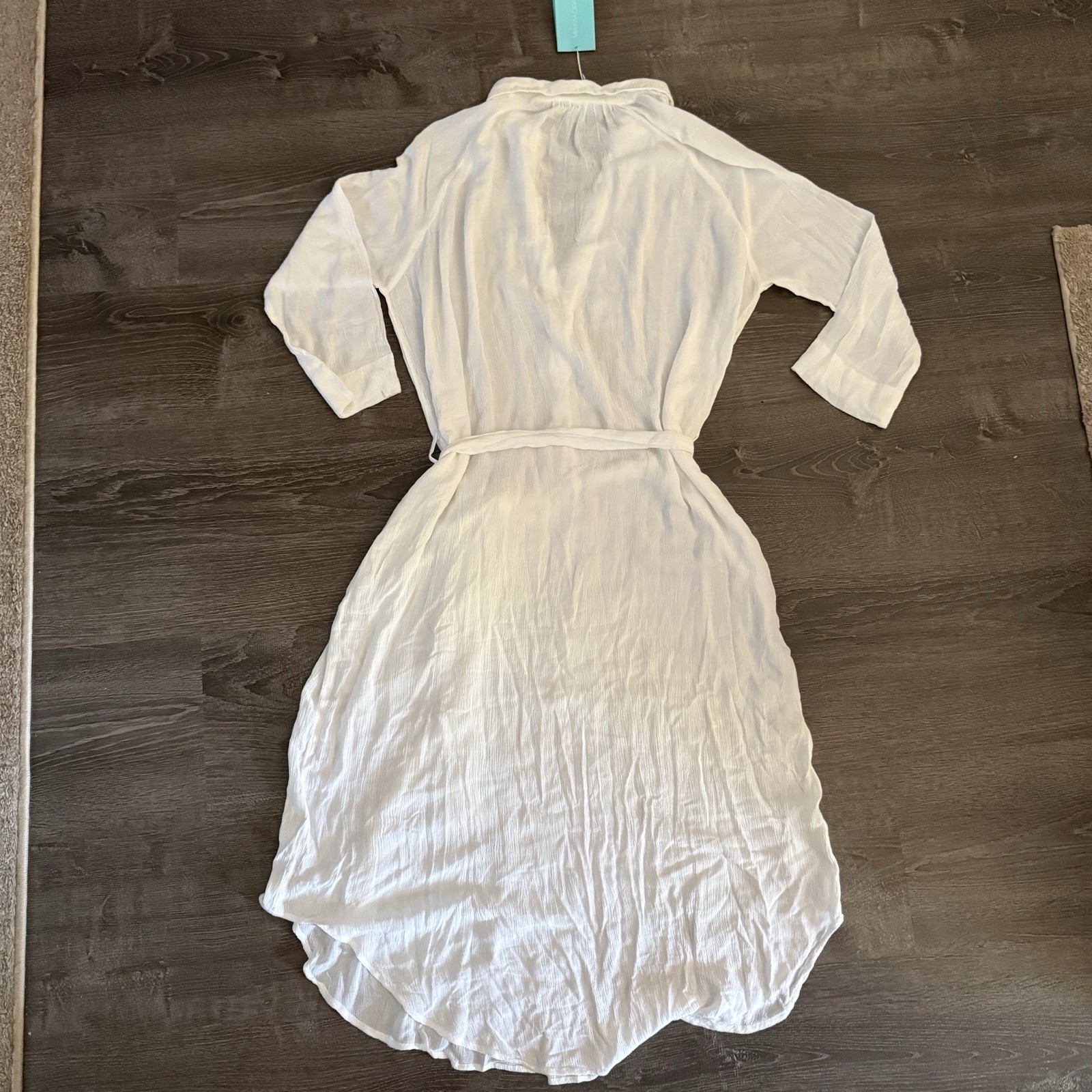 NWT Melissa Odabash Medium Alesha white Cover-Up Midi Dress Kaftan Gauze Belt