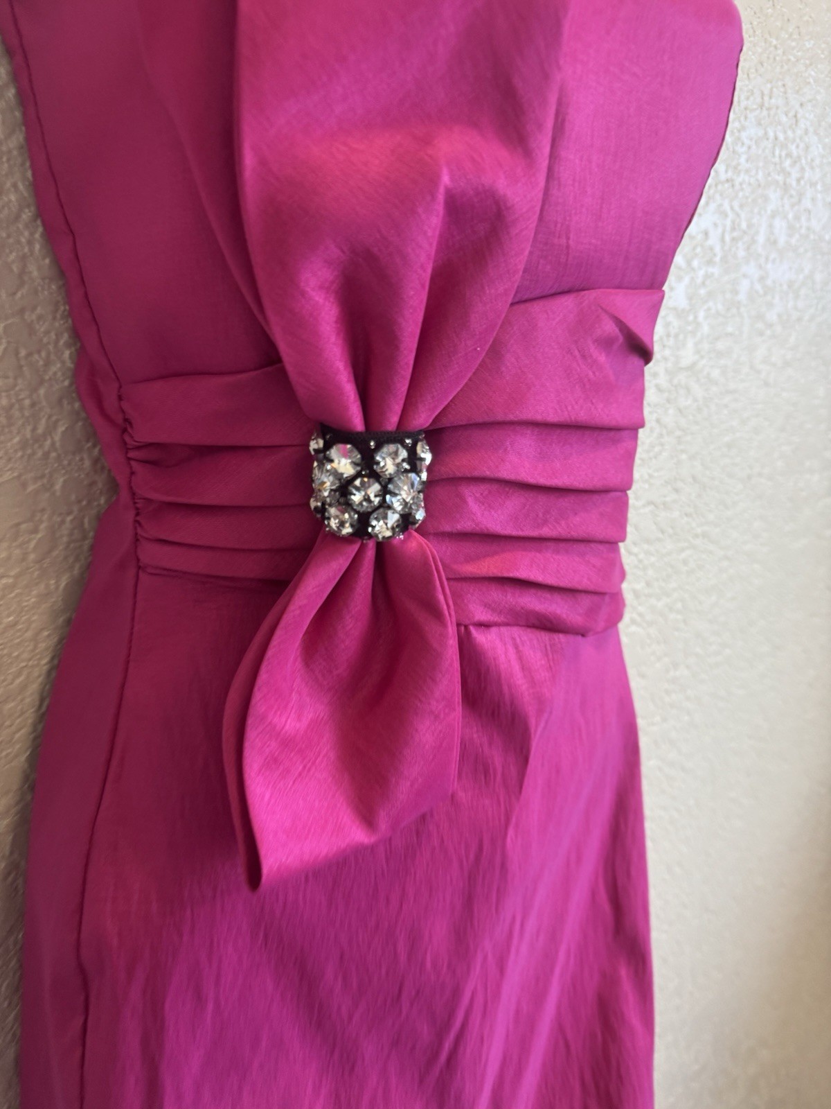 Mystic Pink Strapless Bodycon Short Dress Sweetheart Neck Bow Beaded Size S