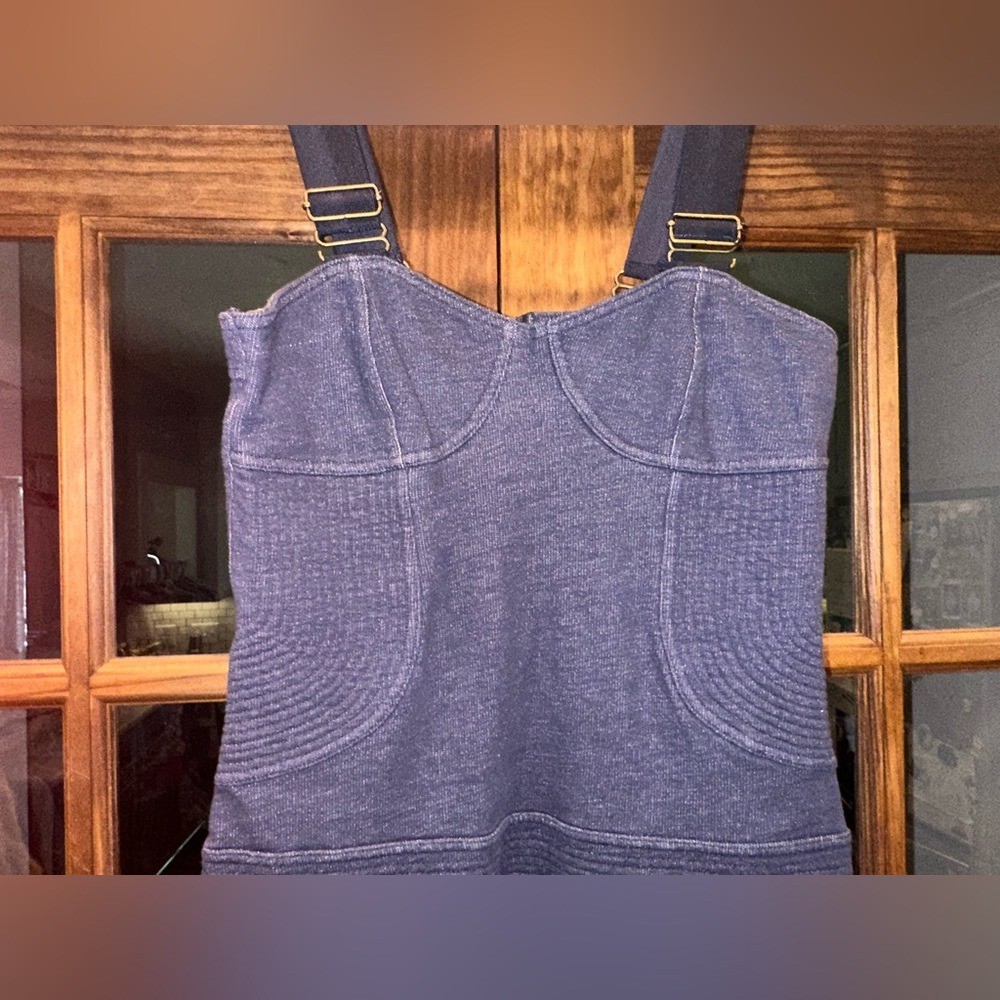 EUC Juicy Couture Size Medium Dark Blue Denim Overall Dress