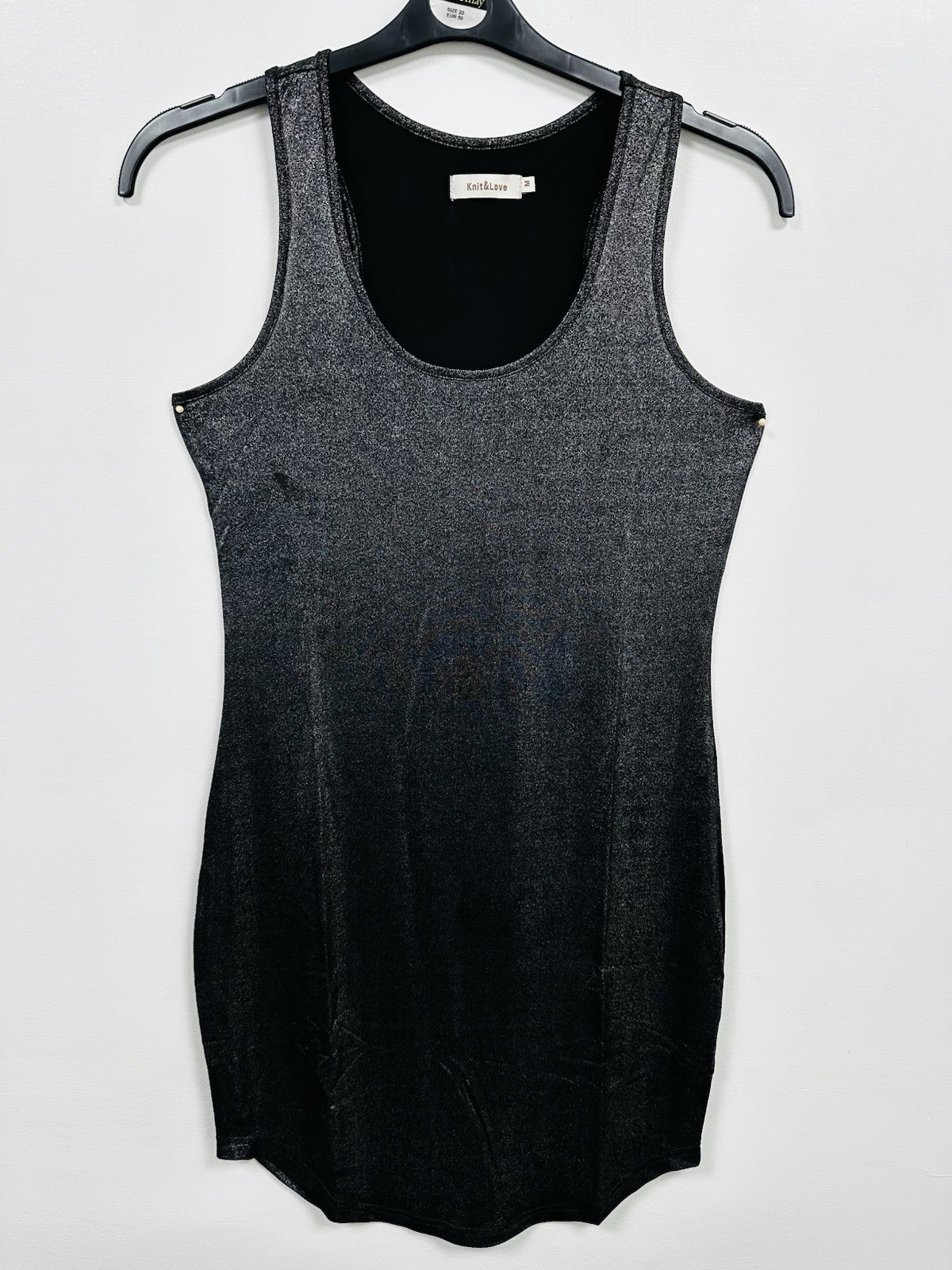 Knit & Love Ladies Slim Fit Vest Dress Black And Silver Size Available M /L/XL