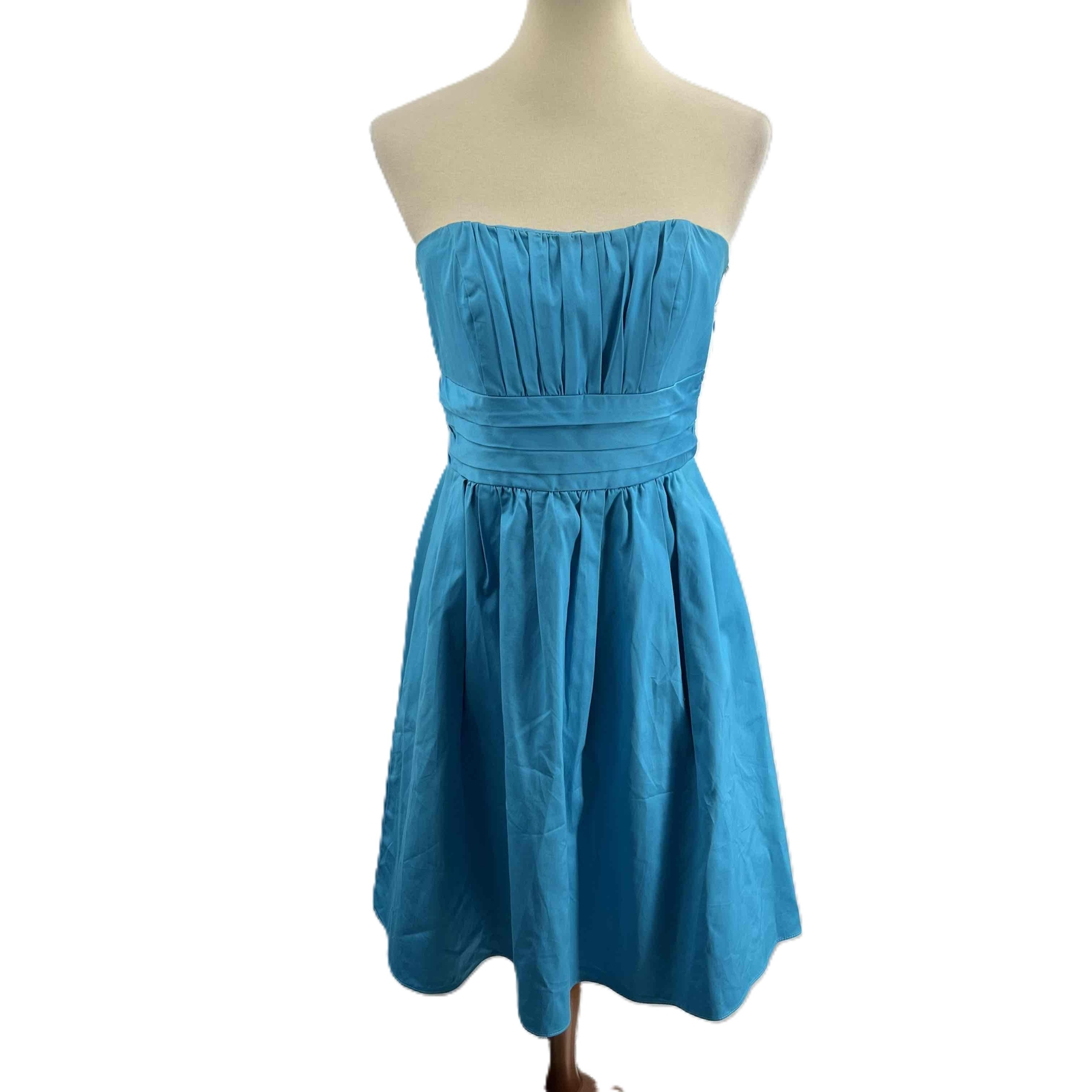 David’s Bridal Blue Pleated Bodice Waistband Strapless Dress Womens Size 8