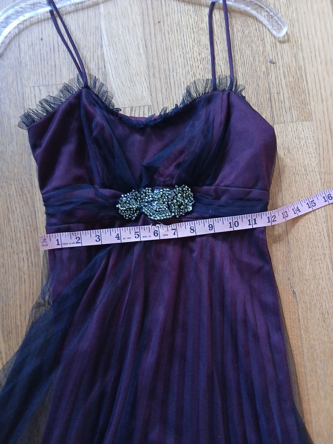 Vtg Dollar Sheer Mesh Maxi Dress Black Embroidered Goth Fairy Grunge Y2K Size S