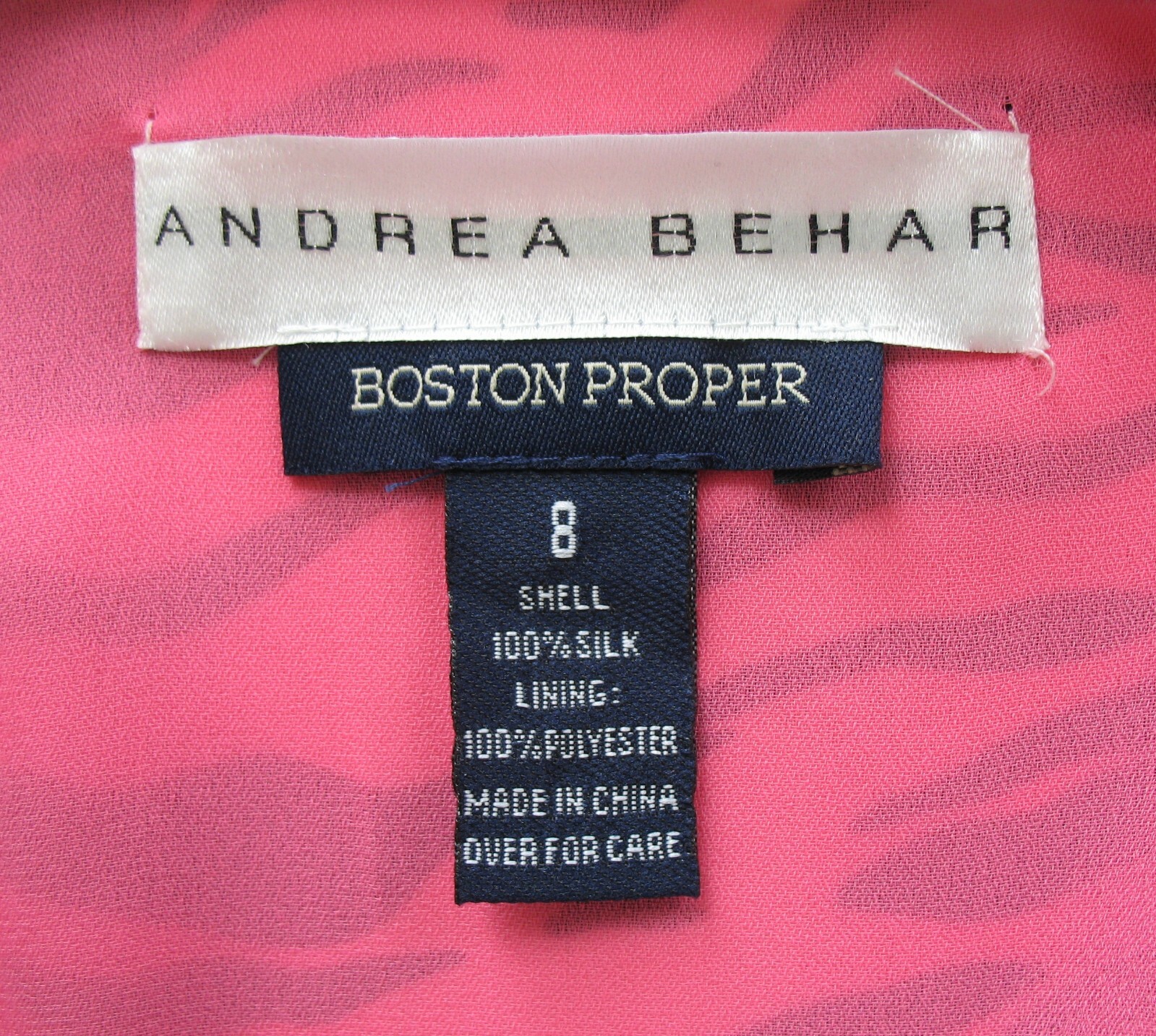 ANDREA BEHAR Boston Proper 8 SILK Animal Print Ruffle Shift Cocktail Dress Pink