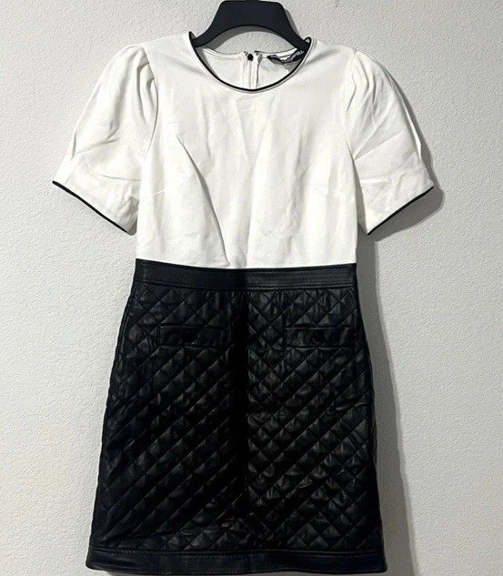 Women’s Karl Lagerfeld Paris Quilted Faux Leather Combo Dress. Size 10