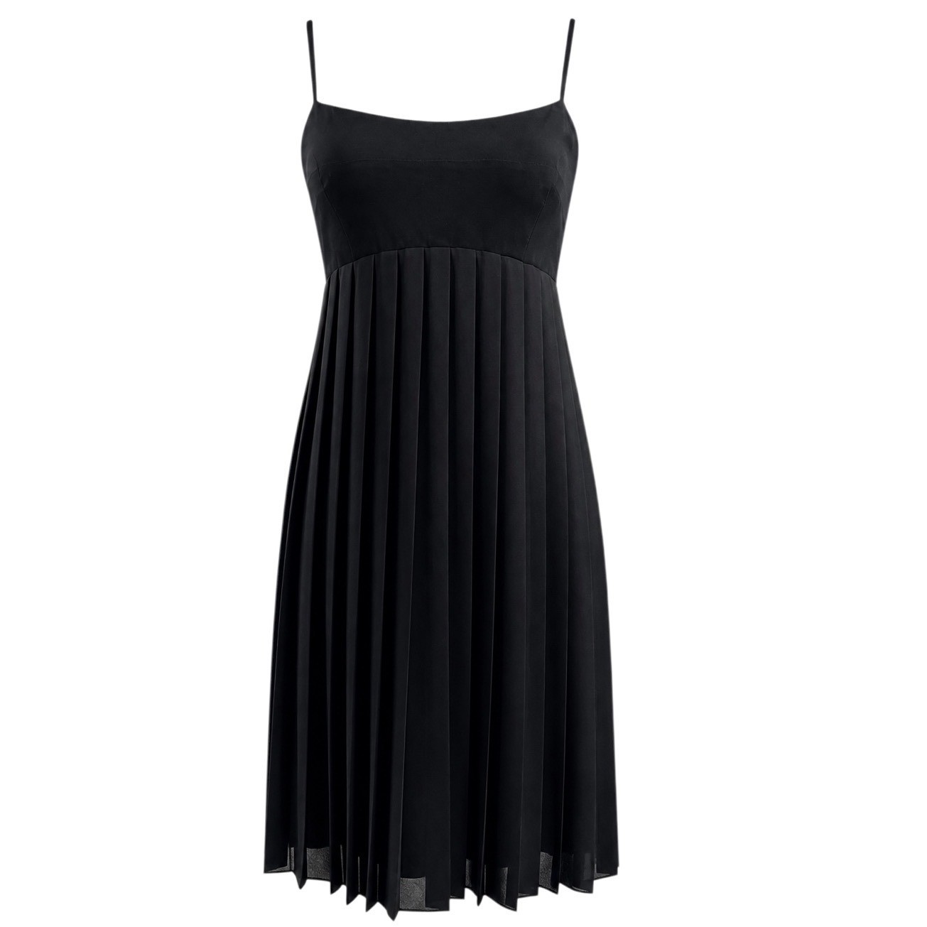 BCBGeneration Babydoll Dress M Black Pleated Empire Waist Chic Party Cocktail