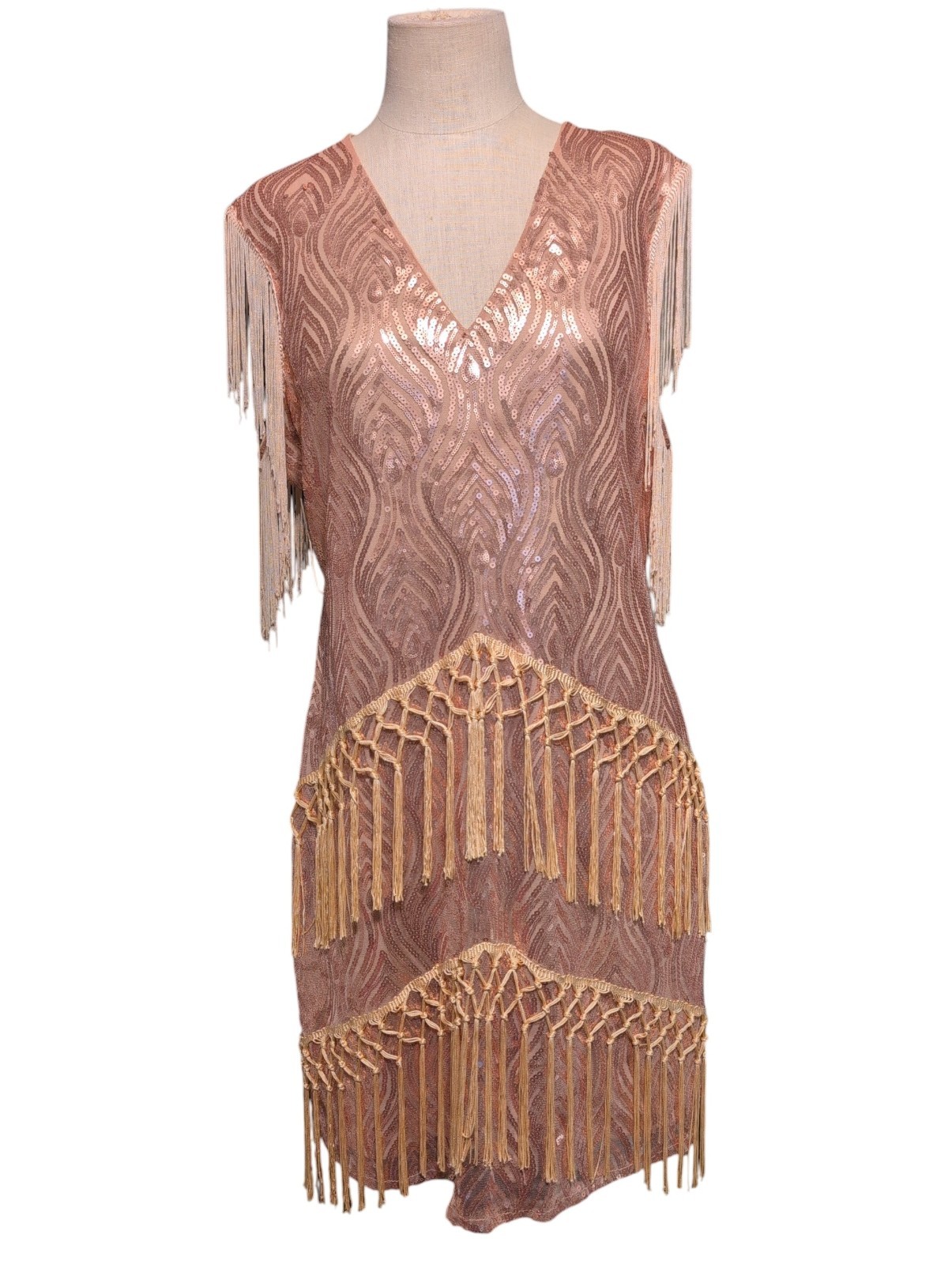 Babeyond Dress Tango Fringe Sassy Sequins Party Cocktail Club Fashion XXXL