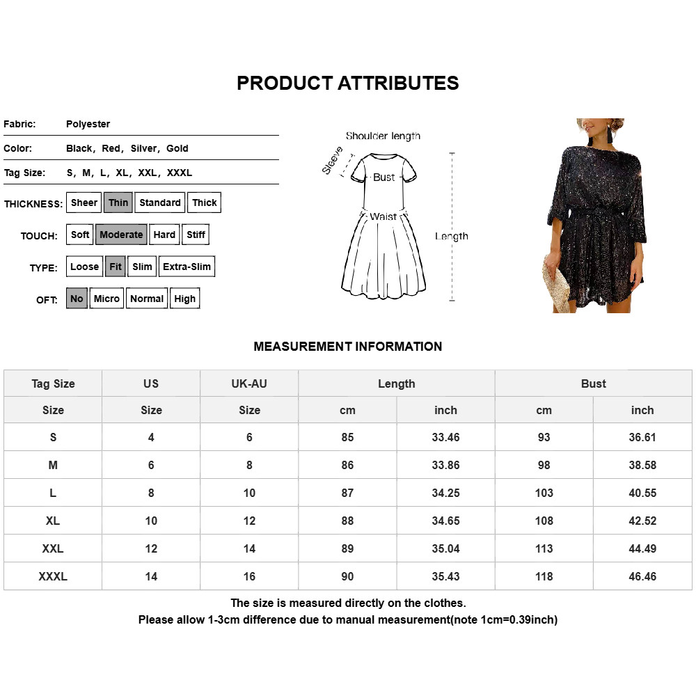Women Sexy Sequin Shiny Long Sleeve Bodycon Mini Dress Ladies Evening Party Gown