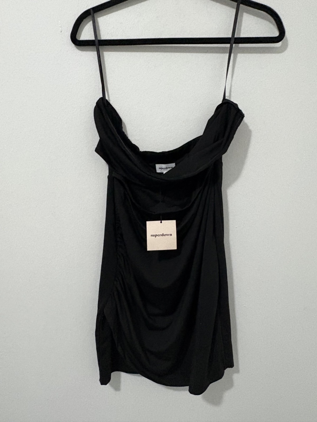 NWT REVOLVE Superdown Strapless Black Ruched Cut-Out Mini Cocktail Dress Size L