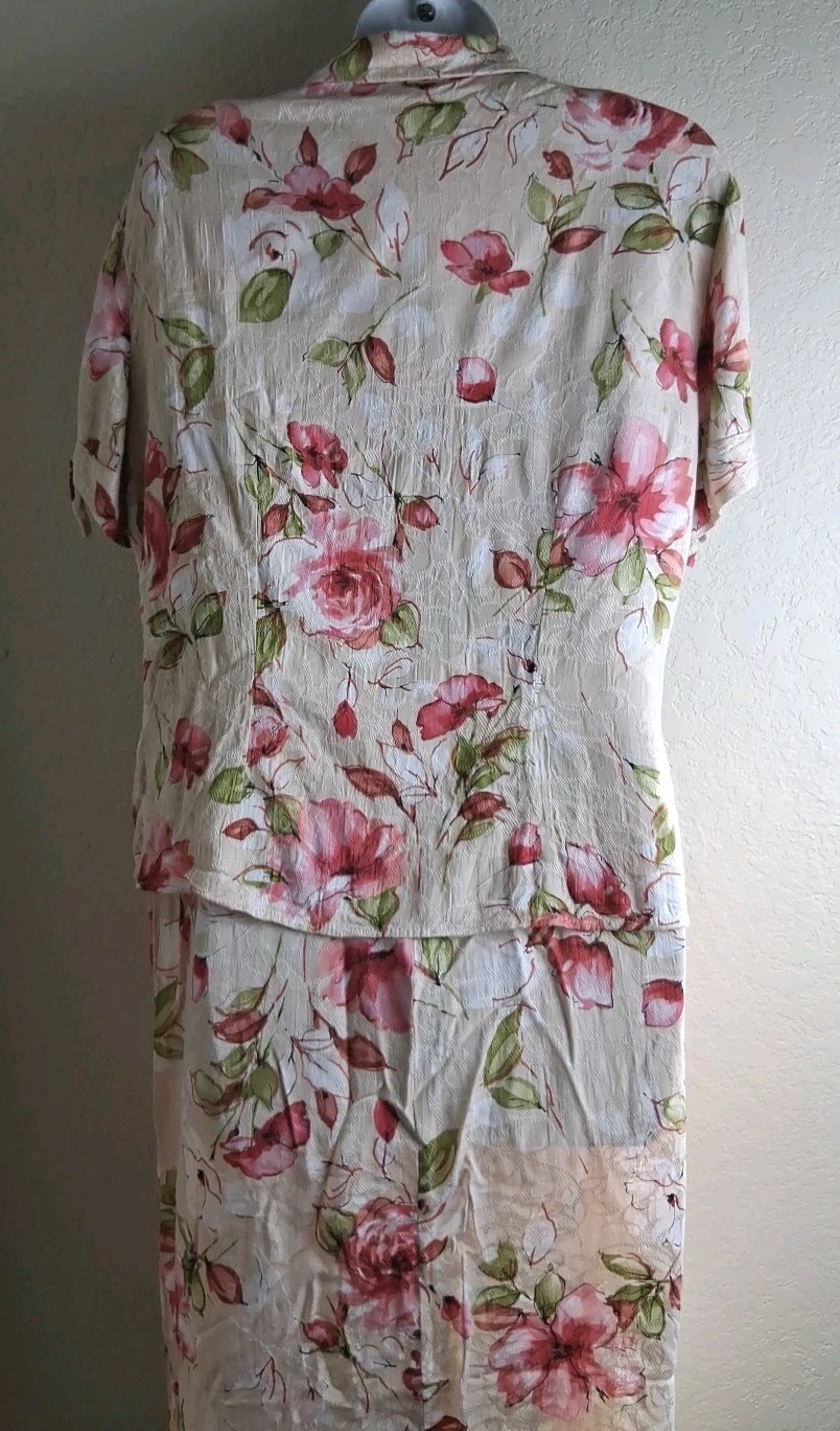 Karin Stevens Women’s Sleeveless Flowers Maxi Dress W/ Blouse Size 12