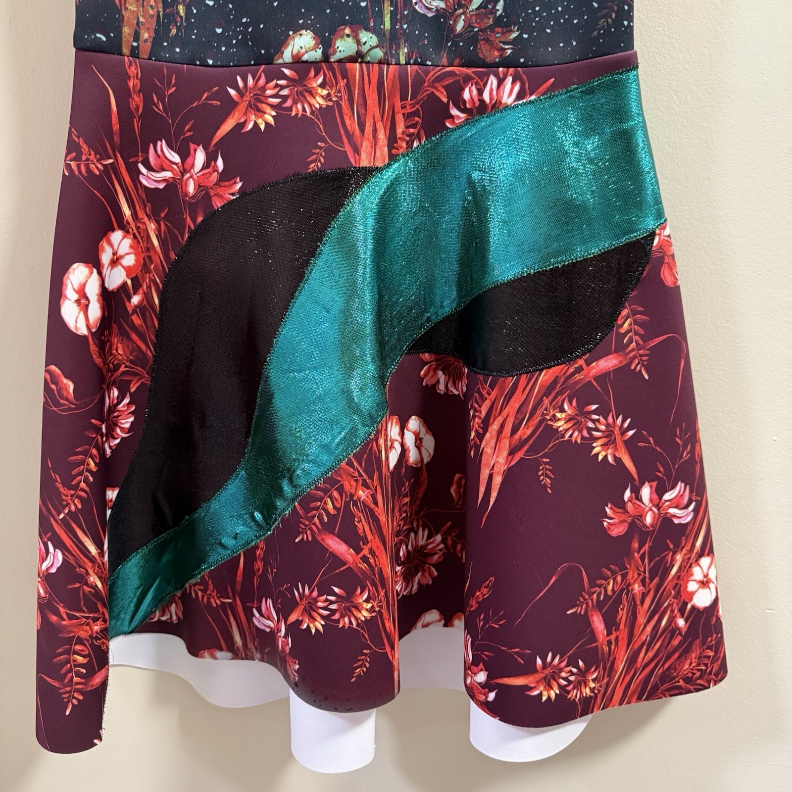 CLOVER CANYON Large Floral Abstract Digital Print Fit Flare Mini Dress