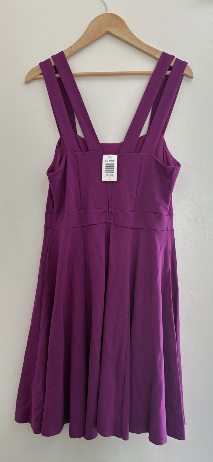 Torrid Womens Solid Magenta Rayon Blend Lined Strappy Sleeveless Skater Dress 10