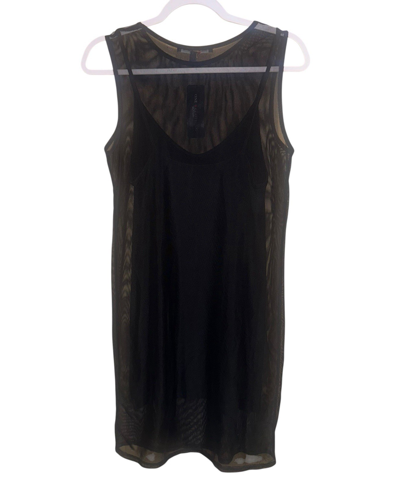 NWT One Love Clothing Black Sheer Mesh Overlay Mini Sleeveless Dress Goth Size M