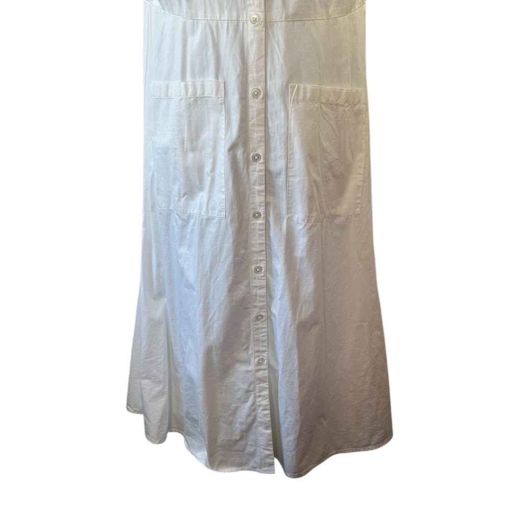 Ann Taylor Loft White Cotton Blend Sleeveless Shirtdress Women’s Size 8 Pockets