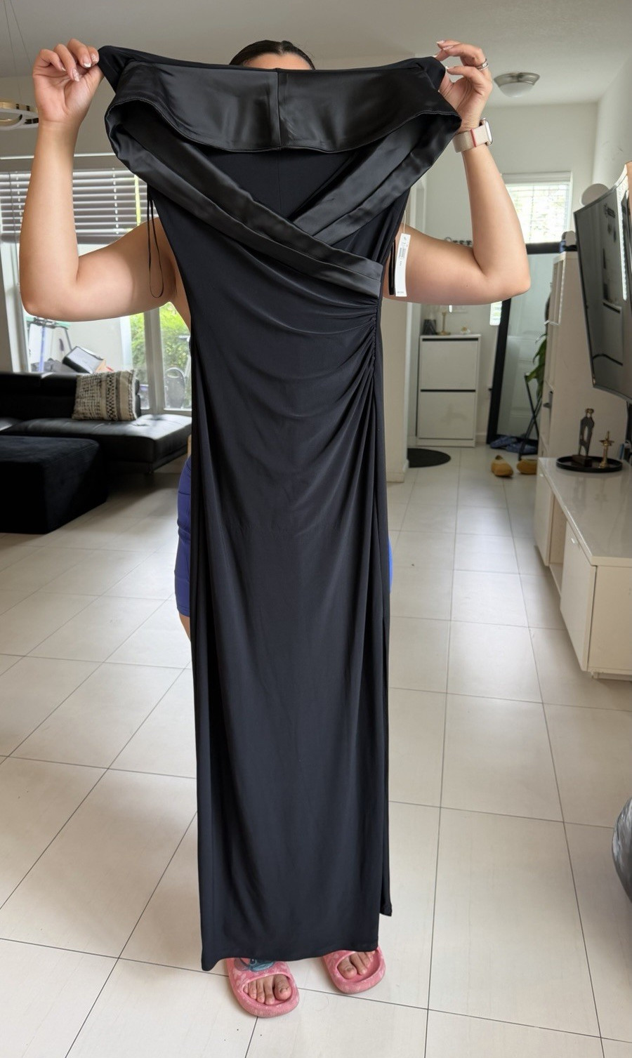 Lauren Ralph Lauren Black Off Shoulder Ruched Maxi Dress Formal Size 2
