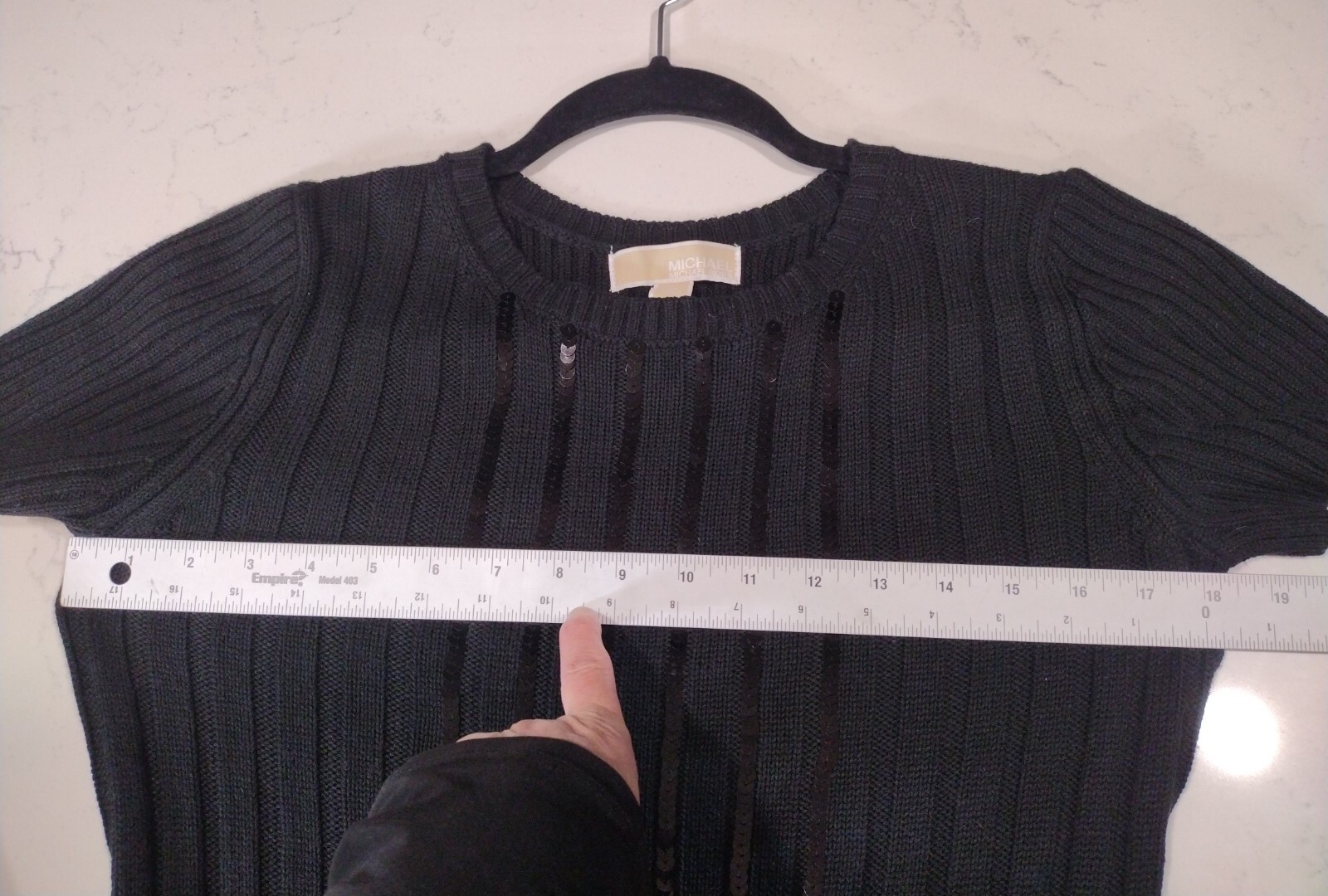 Michael Kors Black Knit Sequined Sweater Dress Medium Silk~Viscose~Nylon~Poly