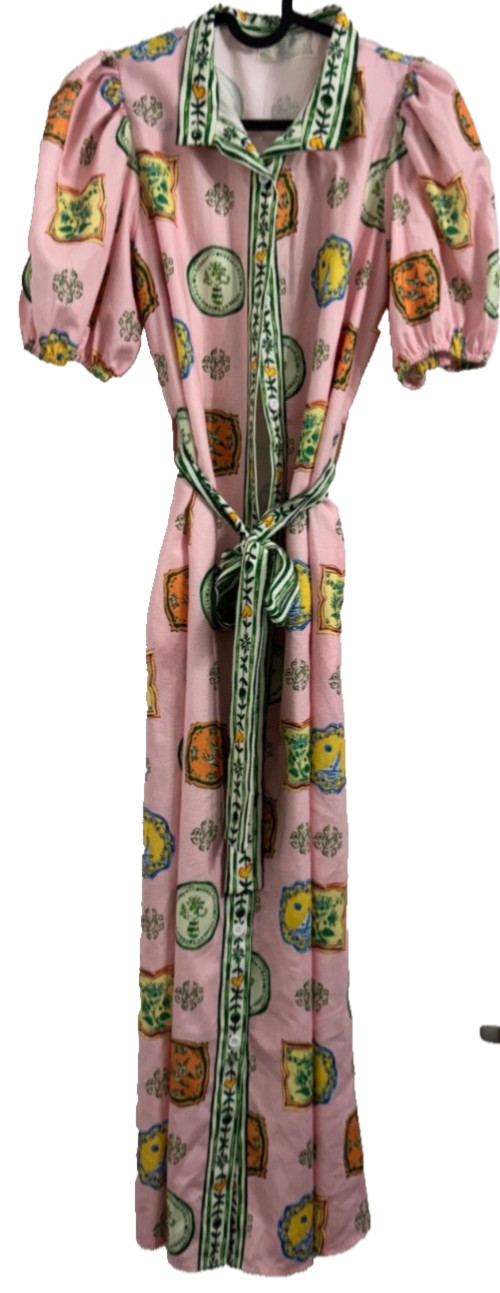 Alemais Inspired Porcelain Maxi Dress Size Small Vacation Resort