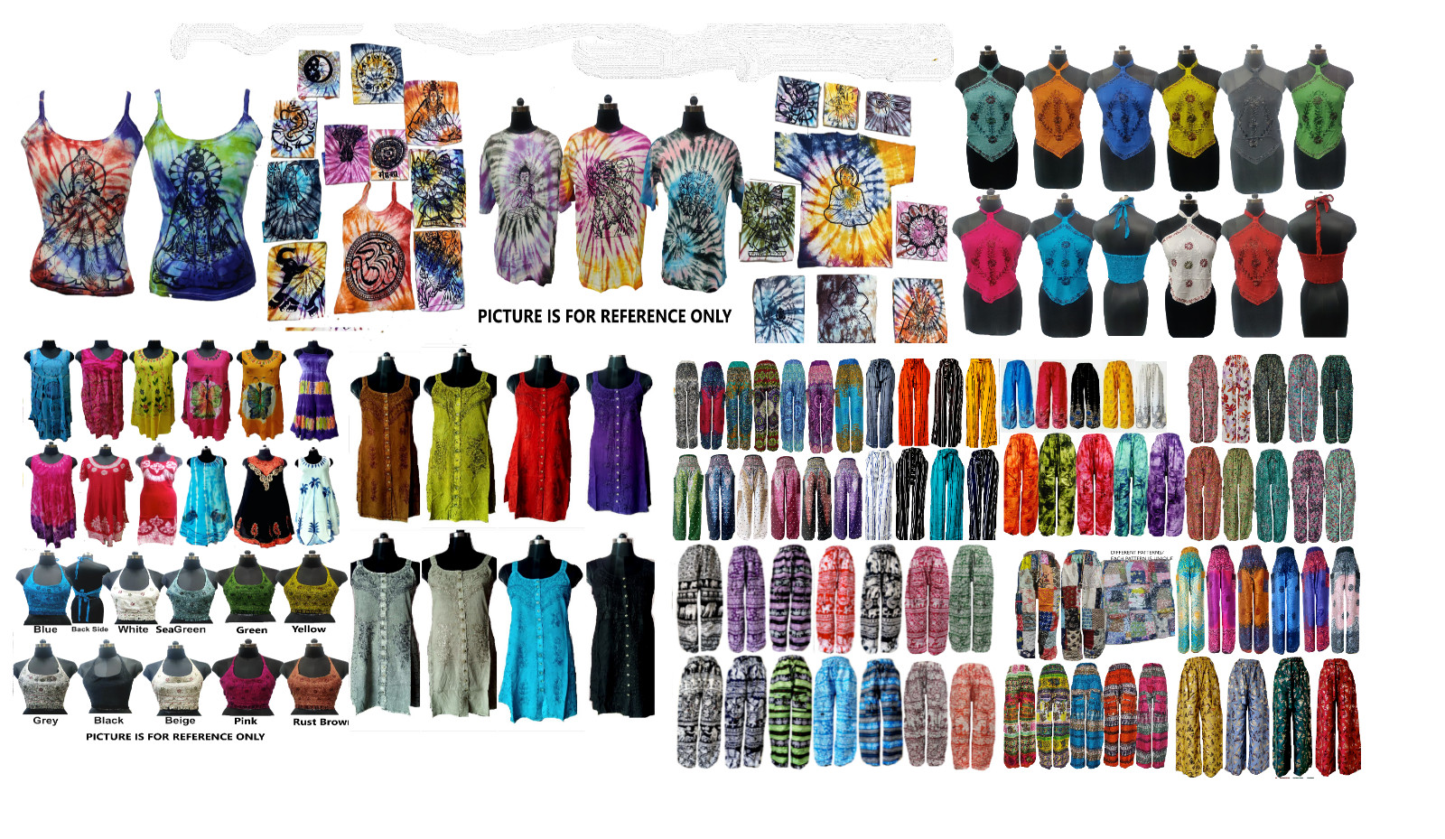 Assorted 60 Pc Mix Hippie Top Sundress Wrap Pants Indian Tie Dye Beach Dresses