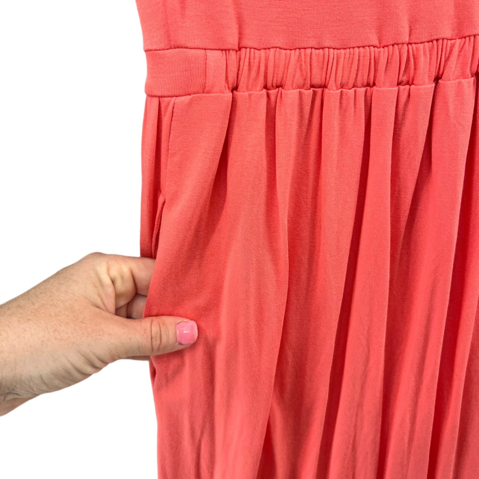 Banana Republic Goddess Dress Light Coral Cross Front Sleeveless Faux Wrap Sz M