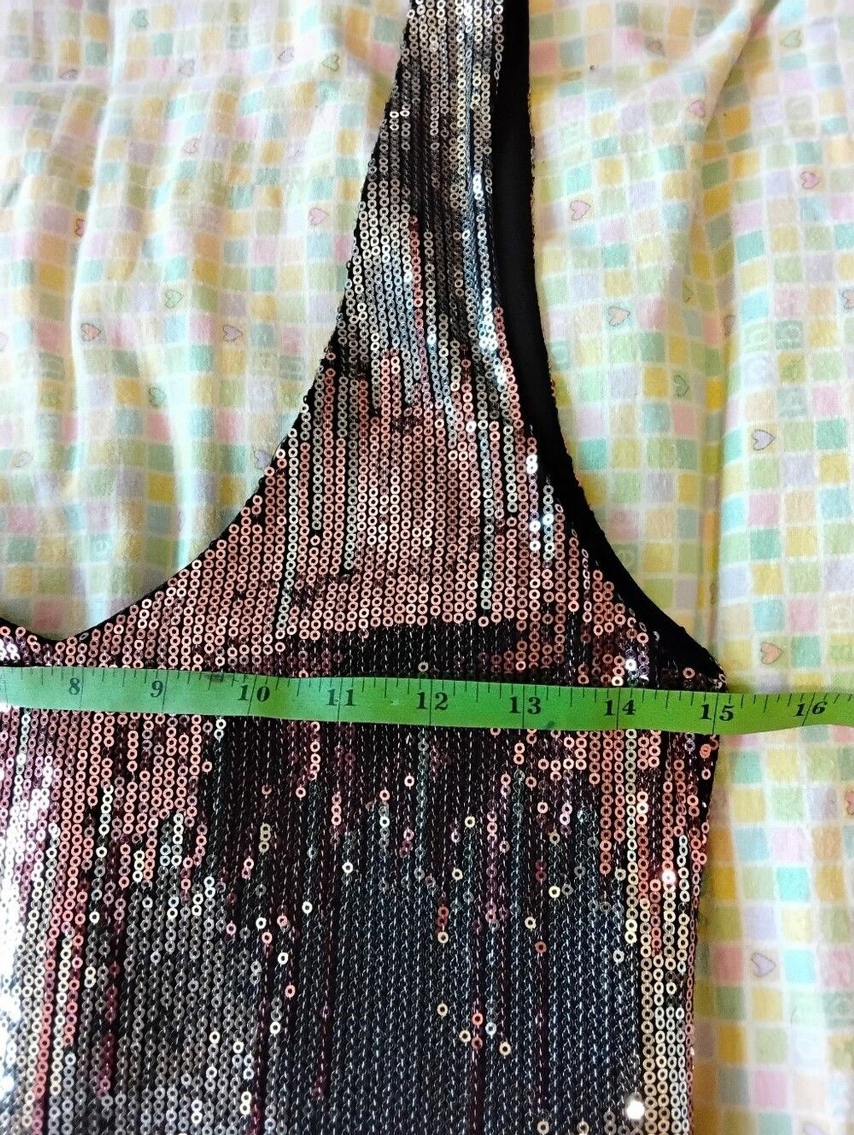 As U Wish Stunning Silver & Rose Ombre Sequin V-Back Mini Dress – Size Large