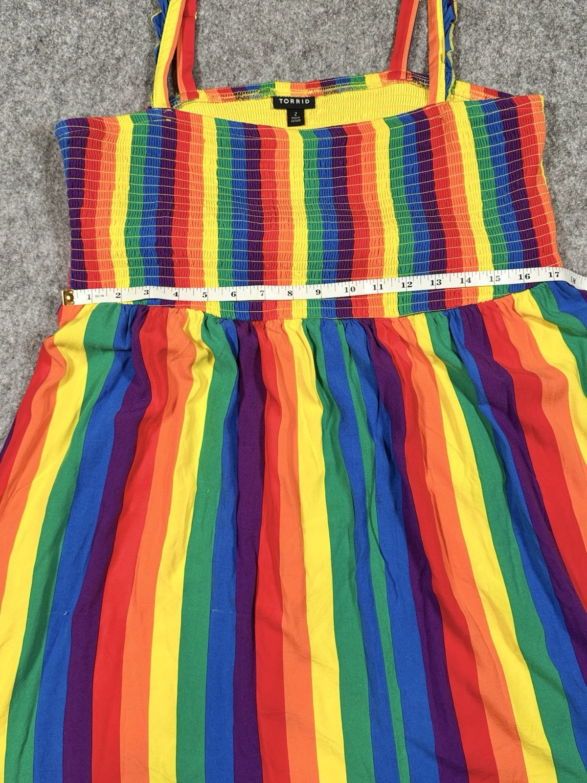 Torrid 2 (2X 18/20) Rainbow Striped Challis Smocked Mini Tank Dress Pride Punk