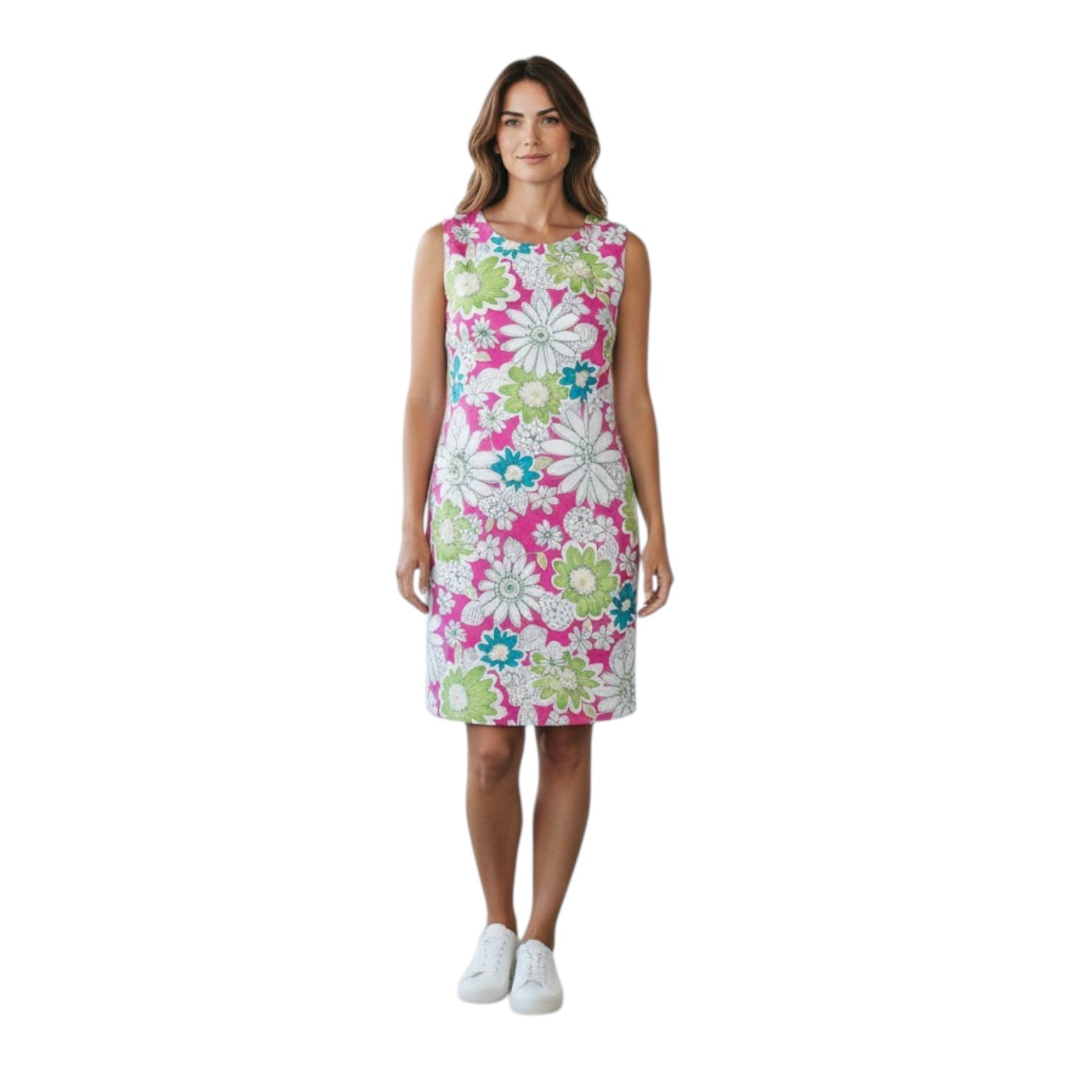 Chadwicks Women’s 12 Spring Floral Bright Stretch Cotton Blend Knee Length Dress