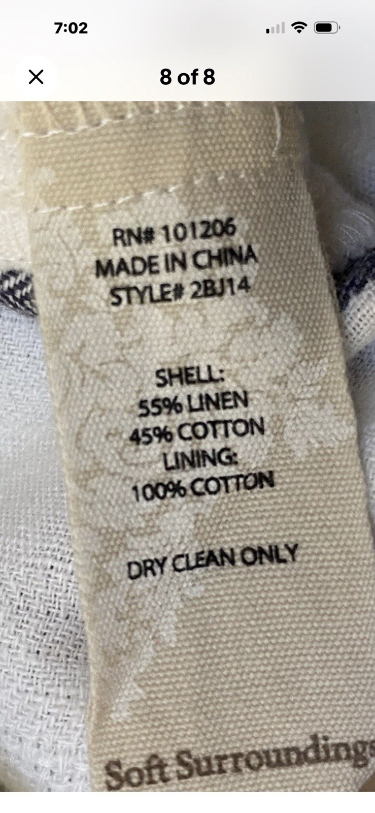 Soft Surroundings Women’s White/Blue Striped Linen Cotton Dress XS