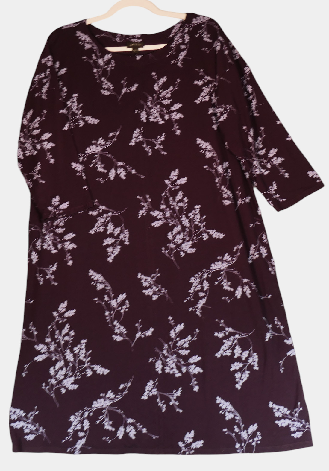 J Jill Wearever Knit Dress Womens L Purple Floral Stretch Sheath Shift Boho