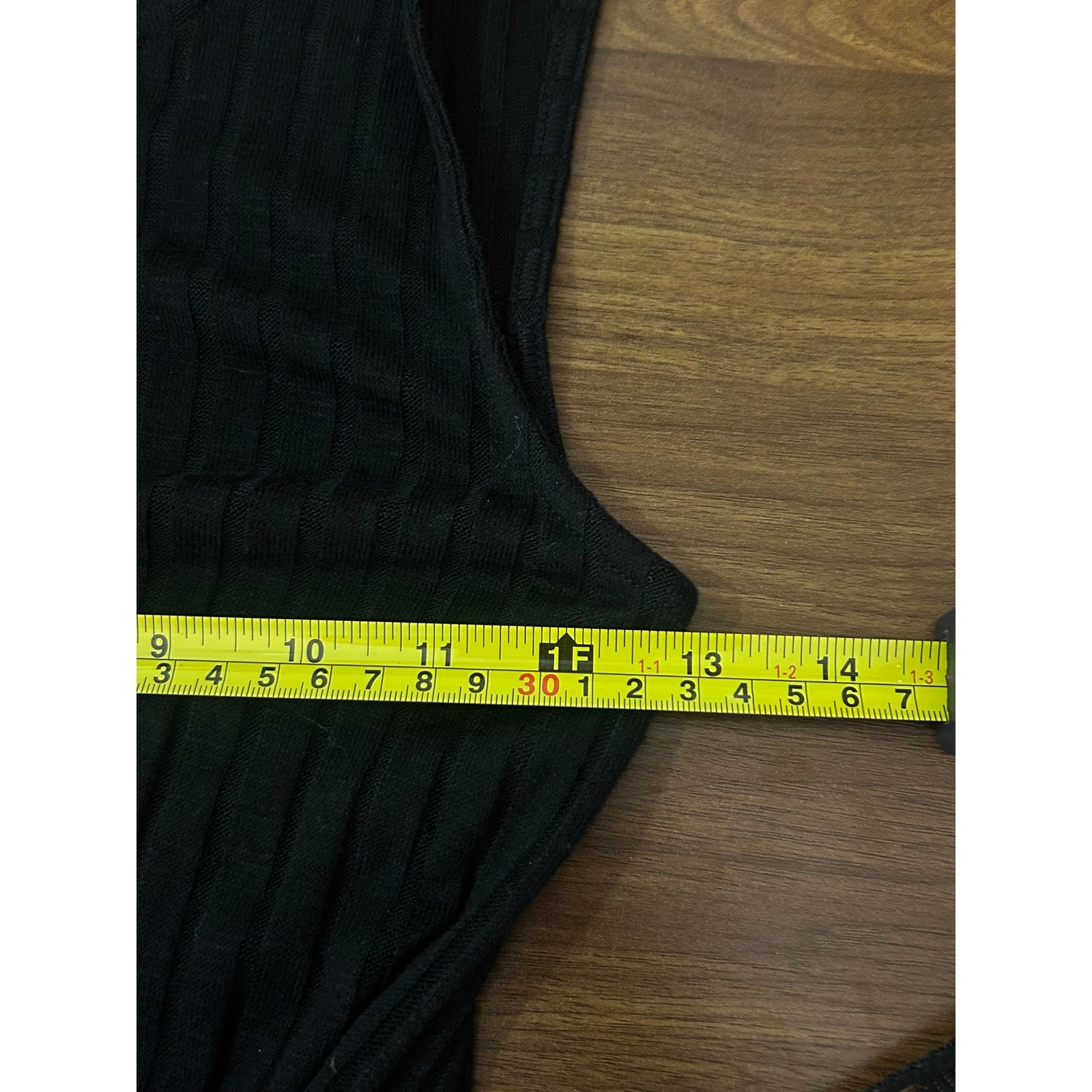 Black Ribbed Twist-Front Midi Dress Womens XS Sleeveless
