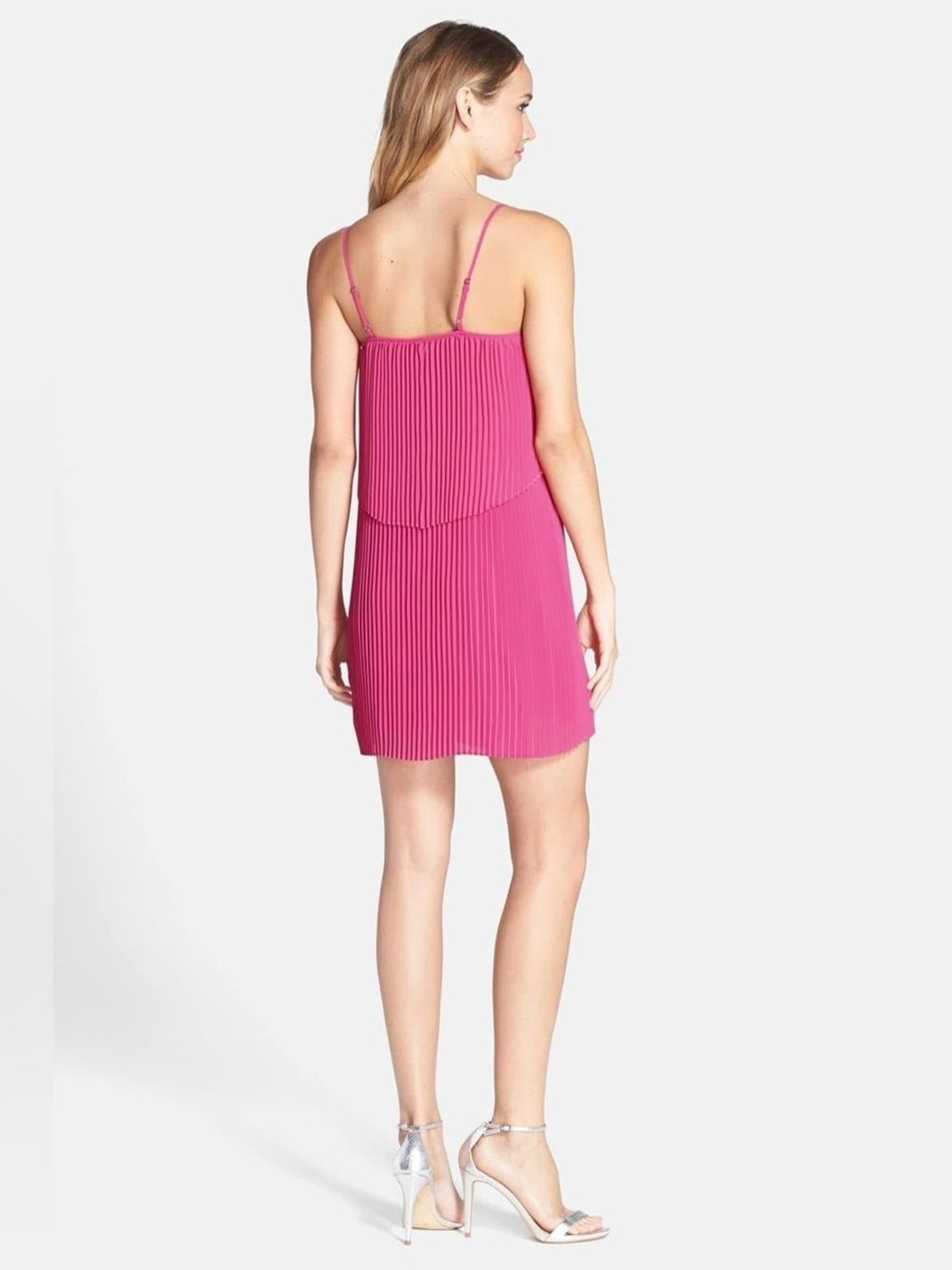 NWT BCBGeneration Fuchsia Pleated Chiffon Popover Dress Size Medium