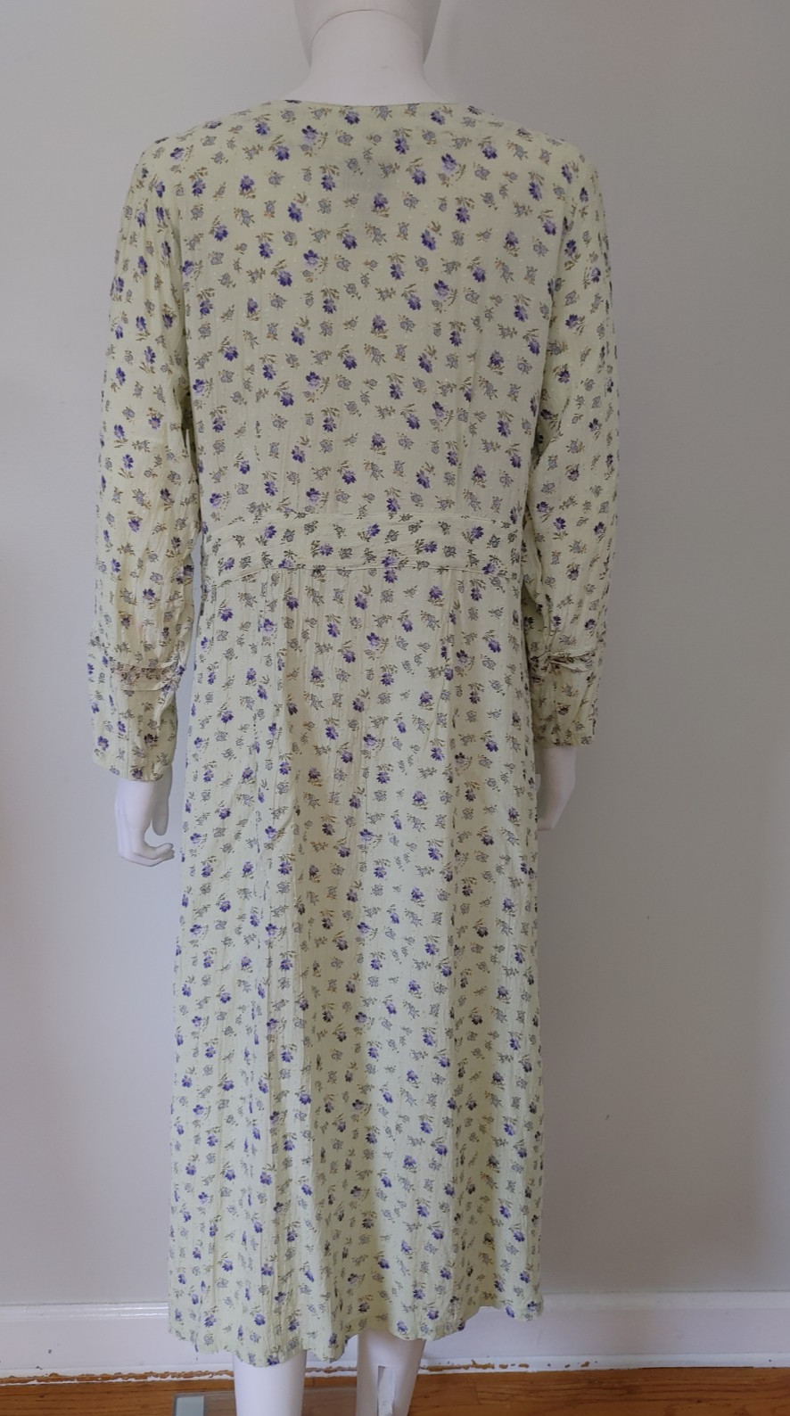 90s Vintage April Cornell Ditsy Floral Prairie Cottage Duster dress Midi M