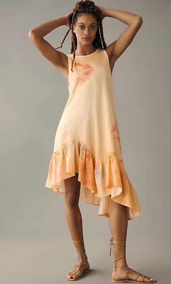 Daily Practice by Anthropologie Asymmetrical Ruffle-Hem Dress Size XS Sleeveless