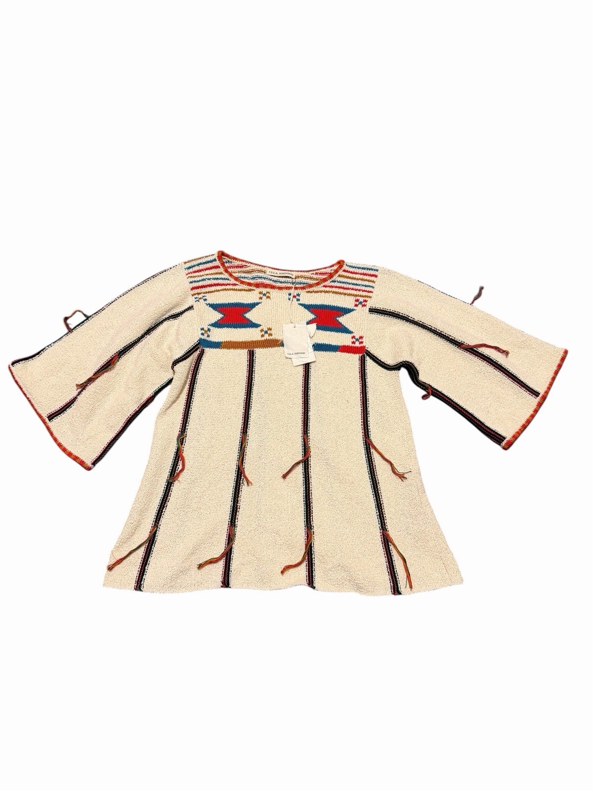 Ulla Johnson Cream Embroidered Boho Dress with Red and Blue Accents.NWT,SZ small