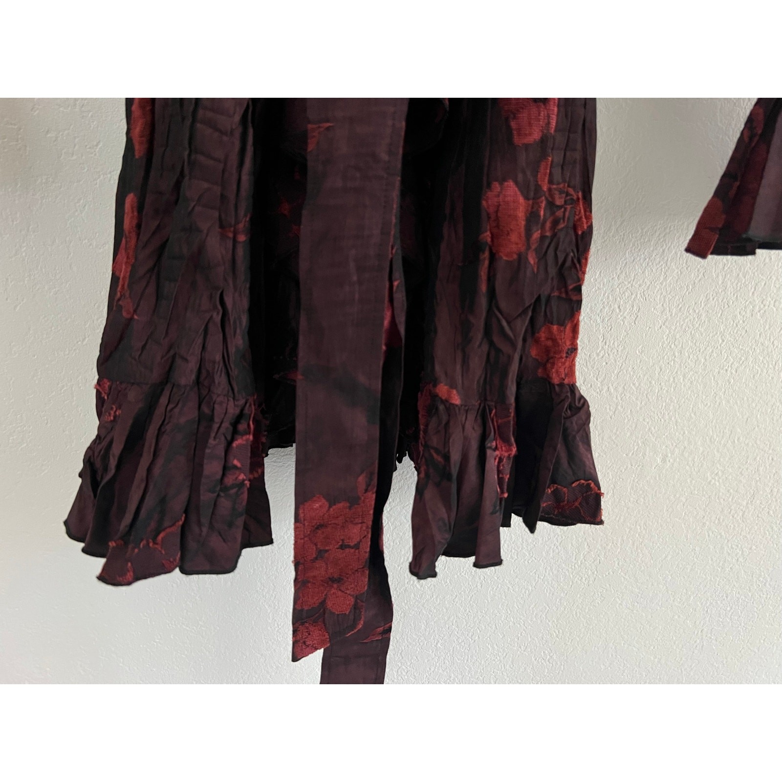 Alberto Makali Crushed Velvet Burnout Floral Mini Dress Small Whimsygoth Artsy
