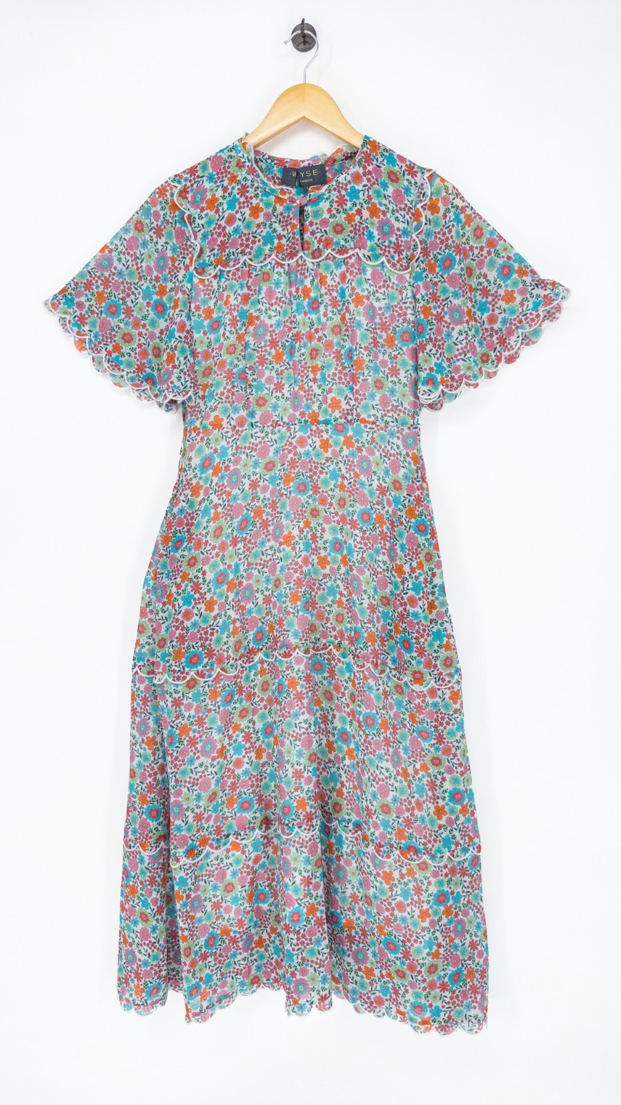 Wyse London Sample Floral Midi Dress UK 8 Cottagecore Prairie Scallop Trim