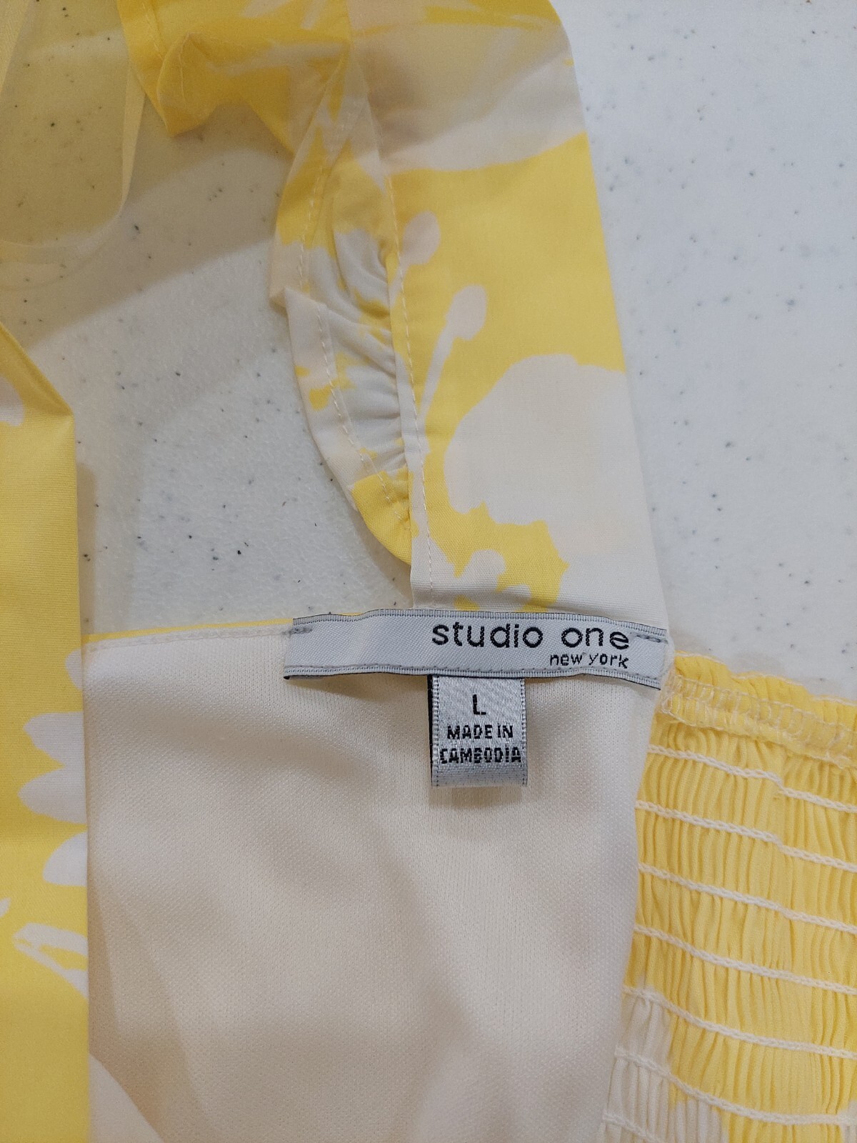 NEW Studio One New York Yellow Flower Sun Dress Size Large Boho Summer 1219R NWT