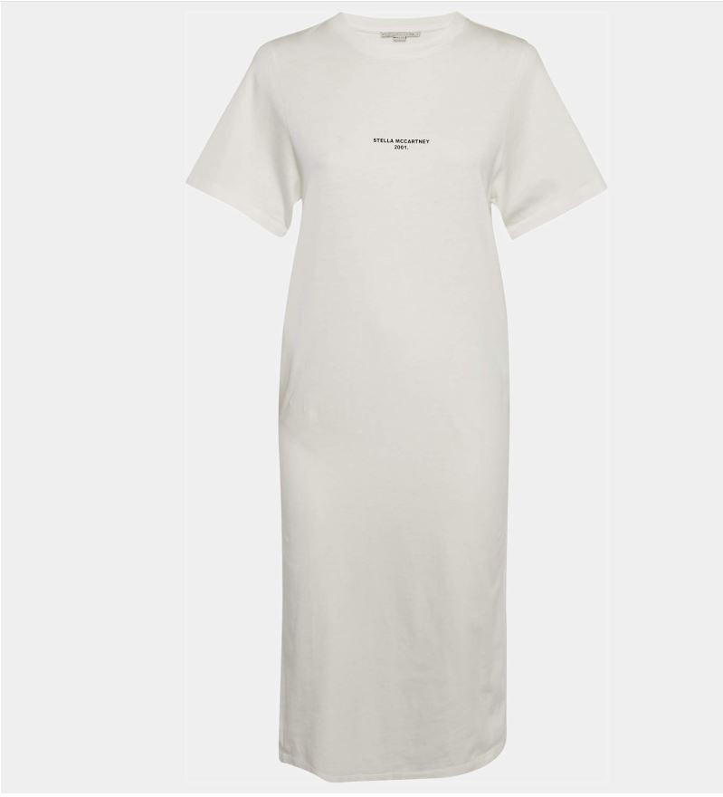 Stella McCartney White “2001” Print Cotton Jersey T-Shirt Dress – IT Size 40