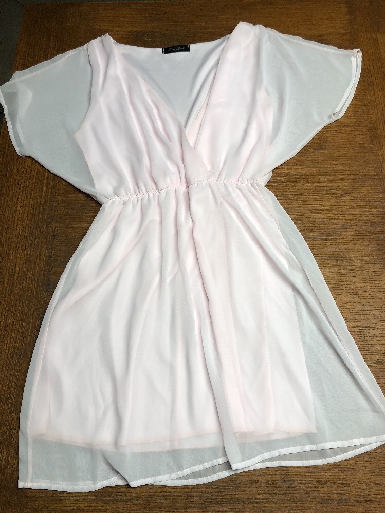Honey Punch Light Blush Pink cross over V neck Dress size S